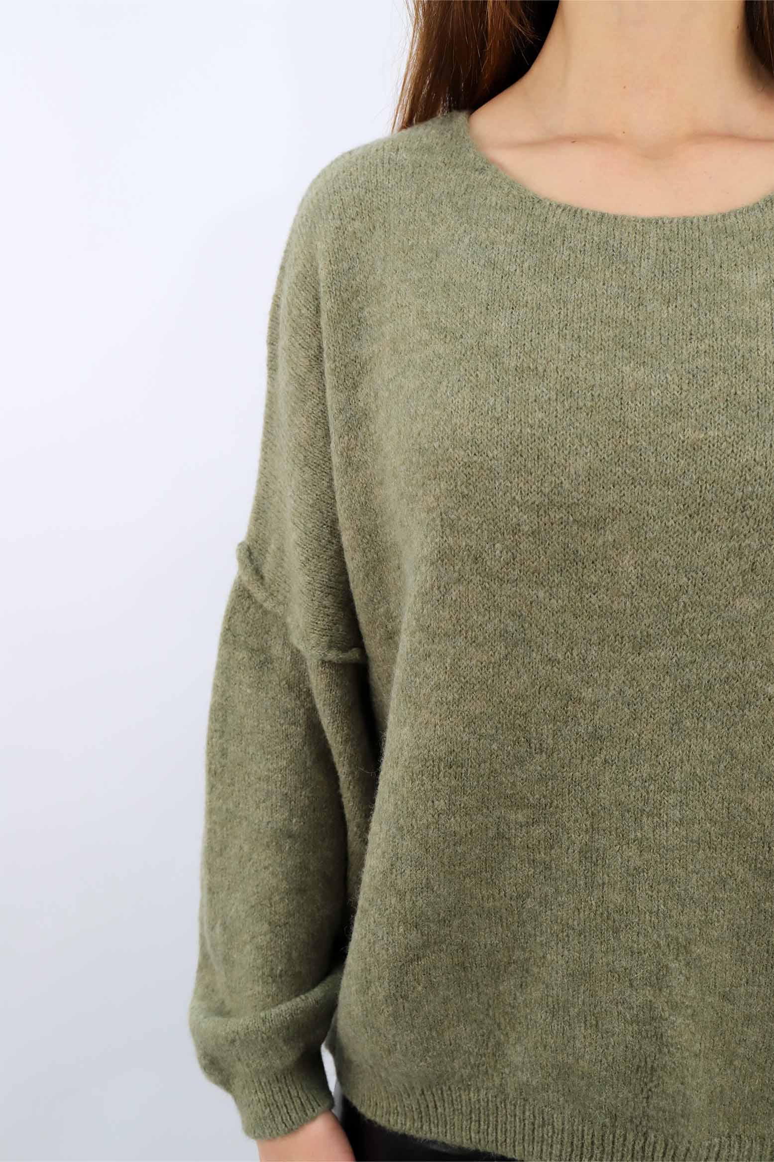 Pullover mit aufgesetzter Naht - Salbei