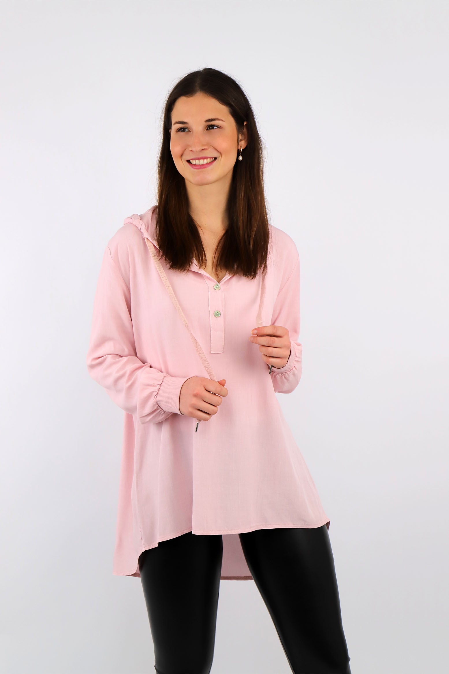 Zwillingsherz Komfort-Bluse mit Kapuze - Rosa