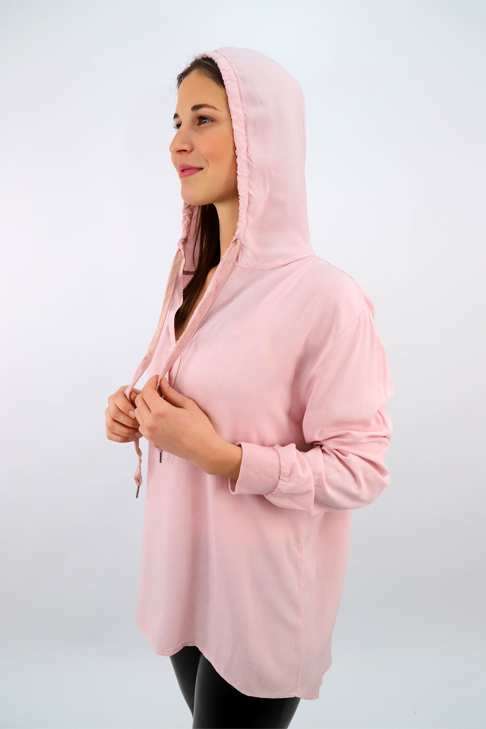 Zwillingsherz Komfort-Bluse mit Kapuze - Rosa