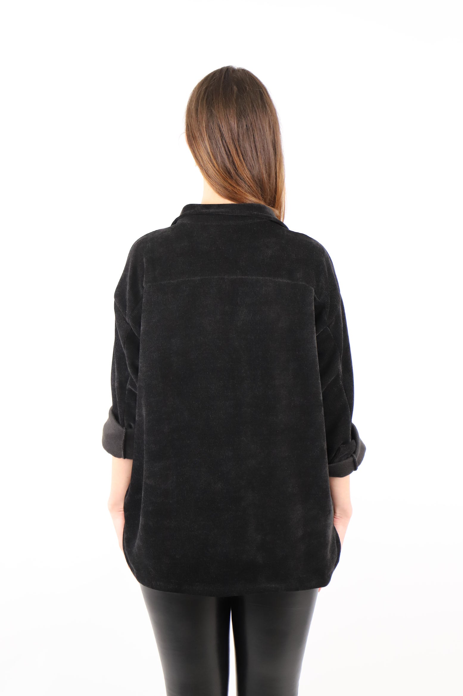 Cordbluse "Pisa" - Schwarz