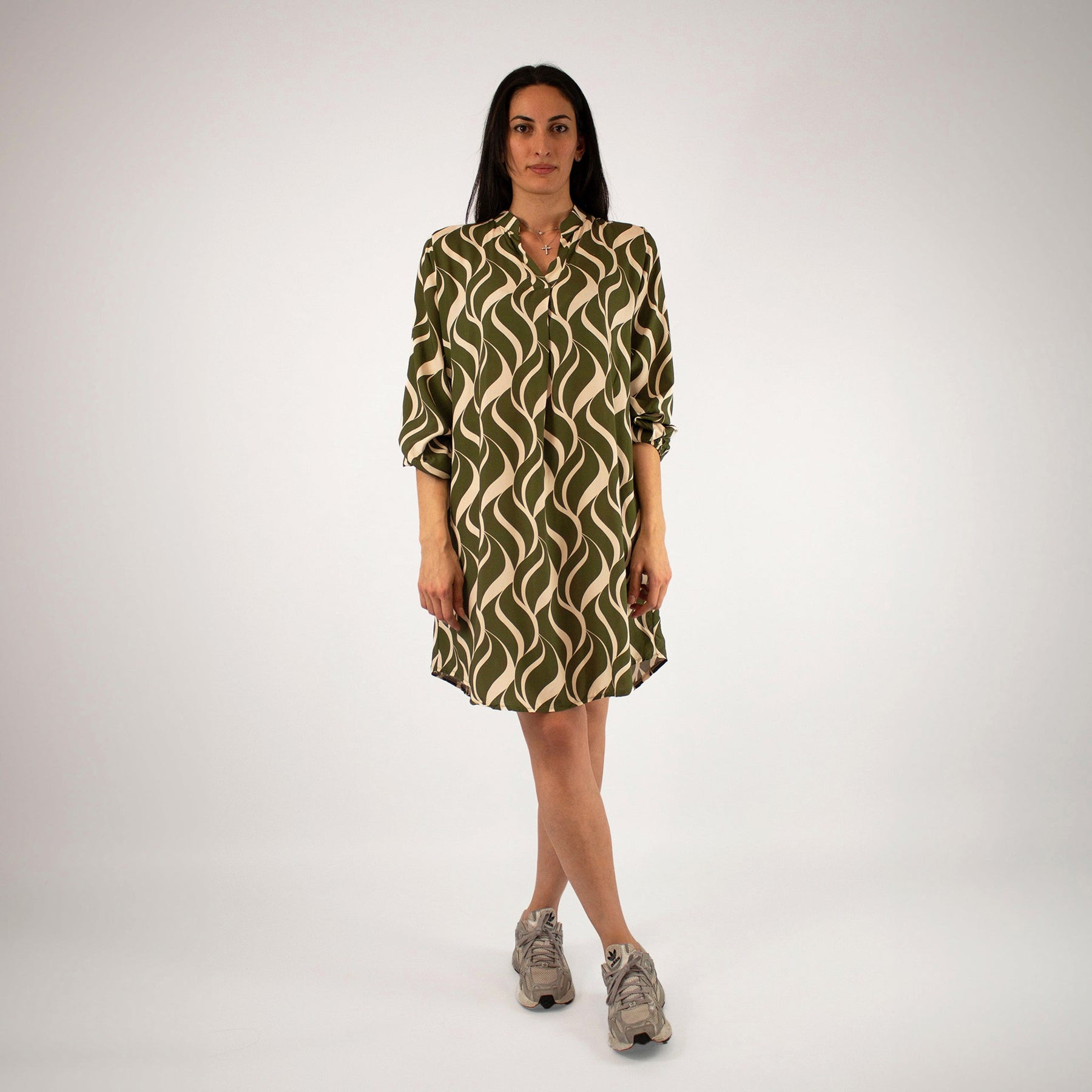 Design Kleid - Grün/Weiß