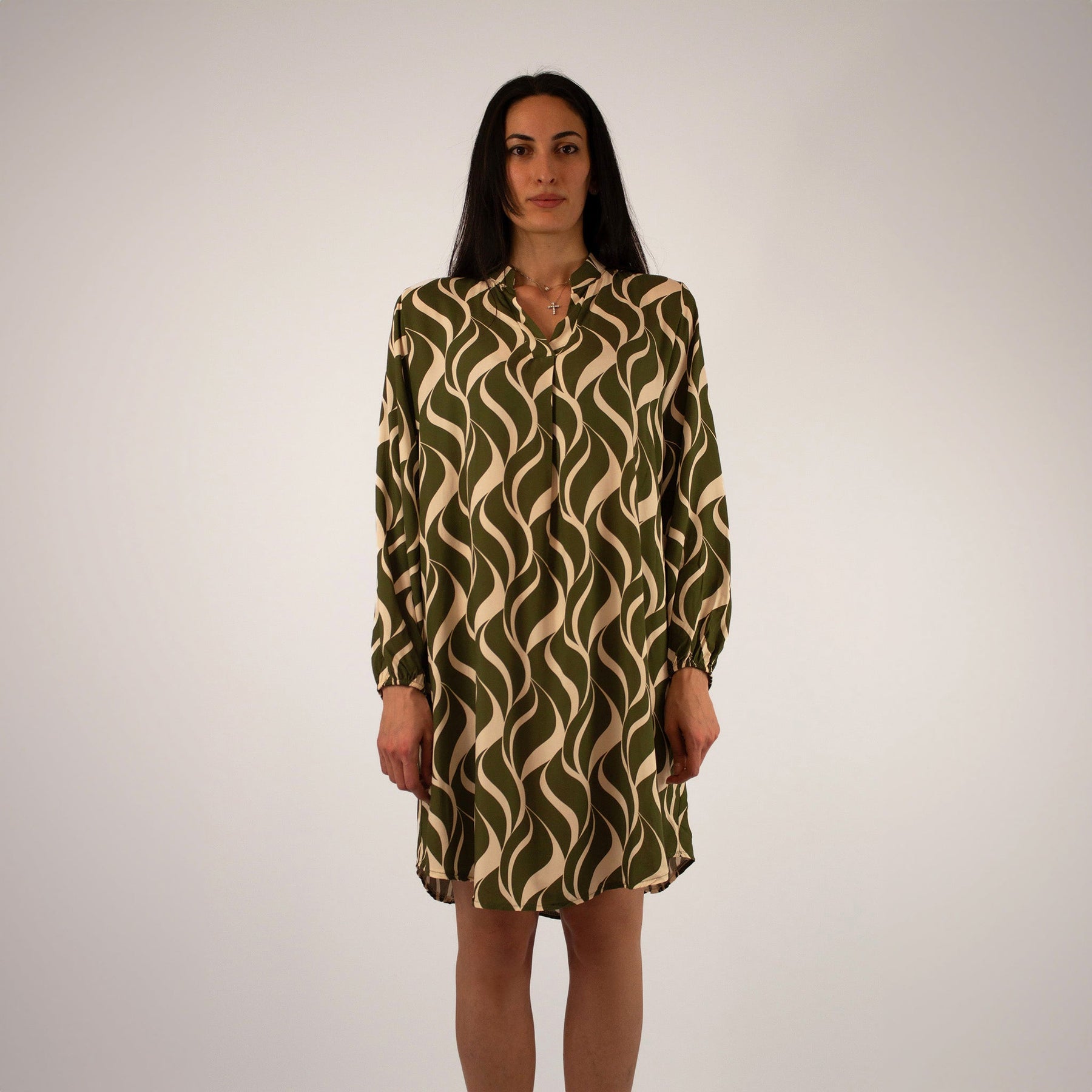 Design Kleid - Grün/Weiß
