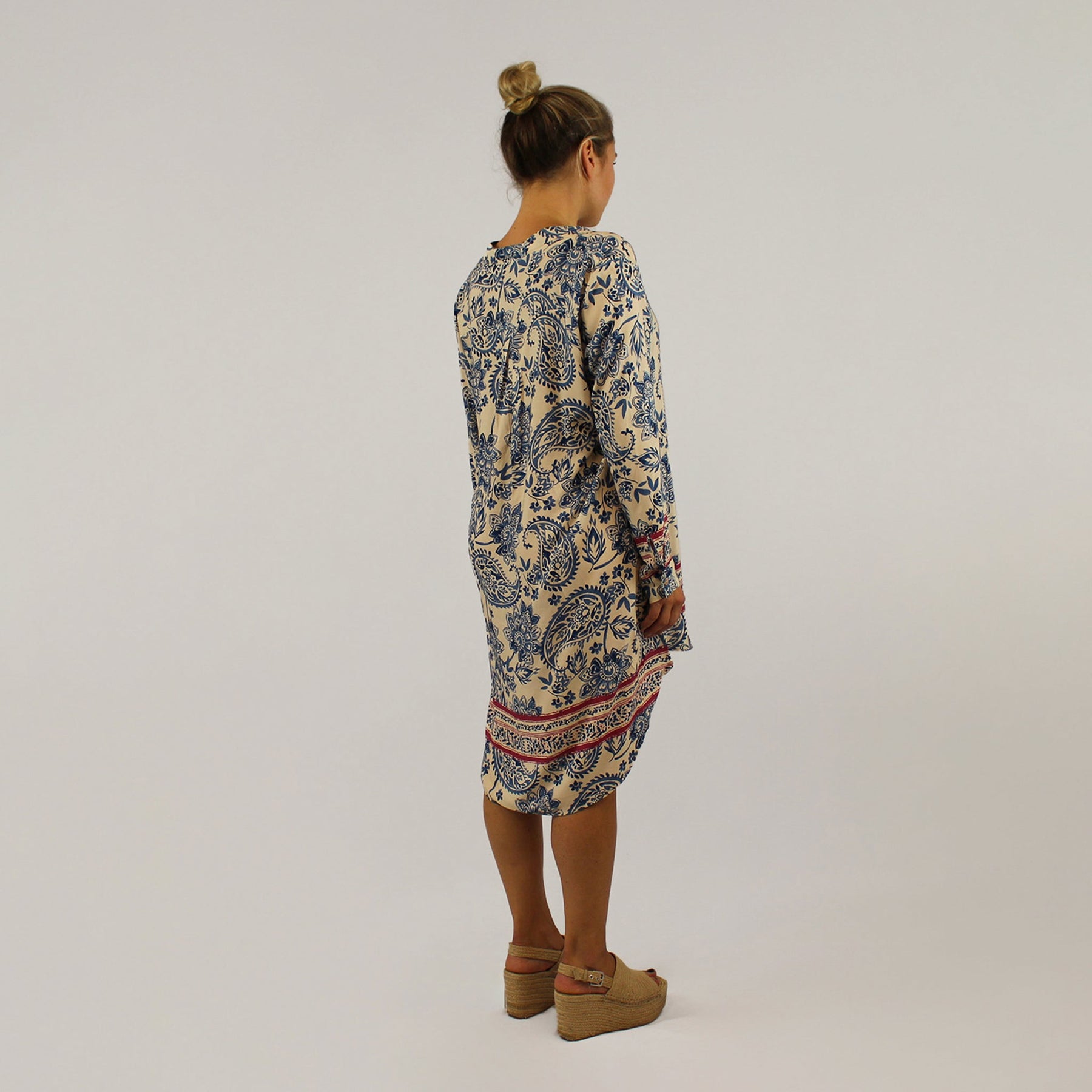 Kleid Paisley-Design - Jeansblau