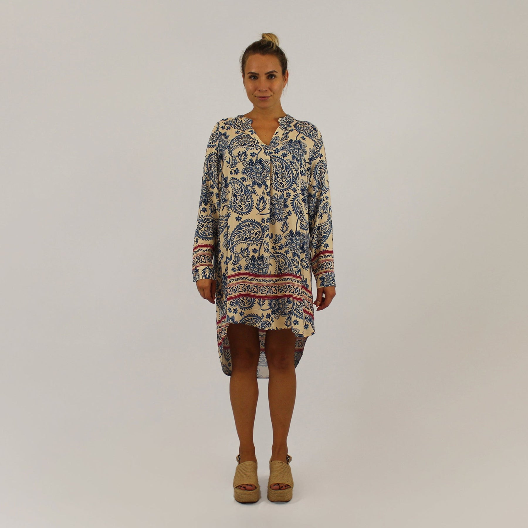 Kleid Paisley-Design - Jeansblau