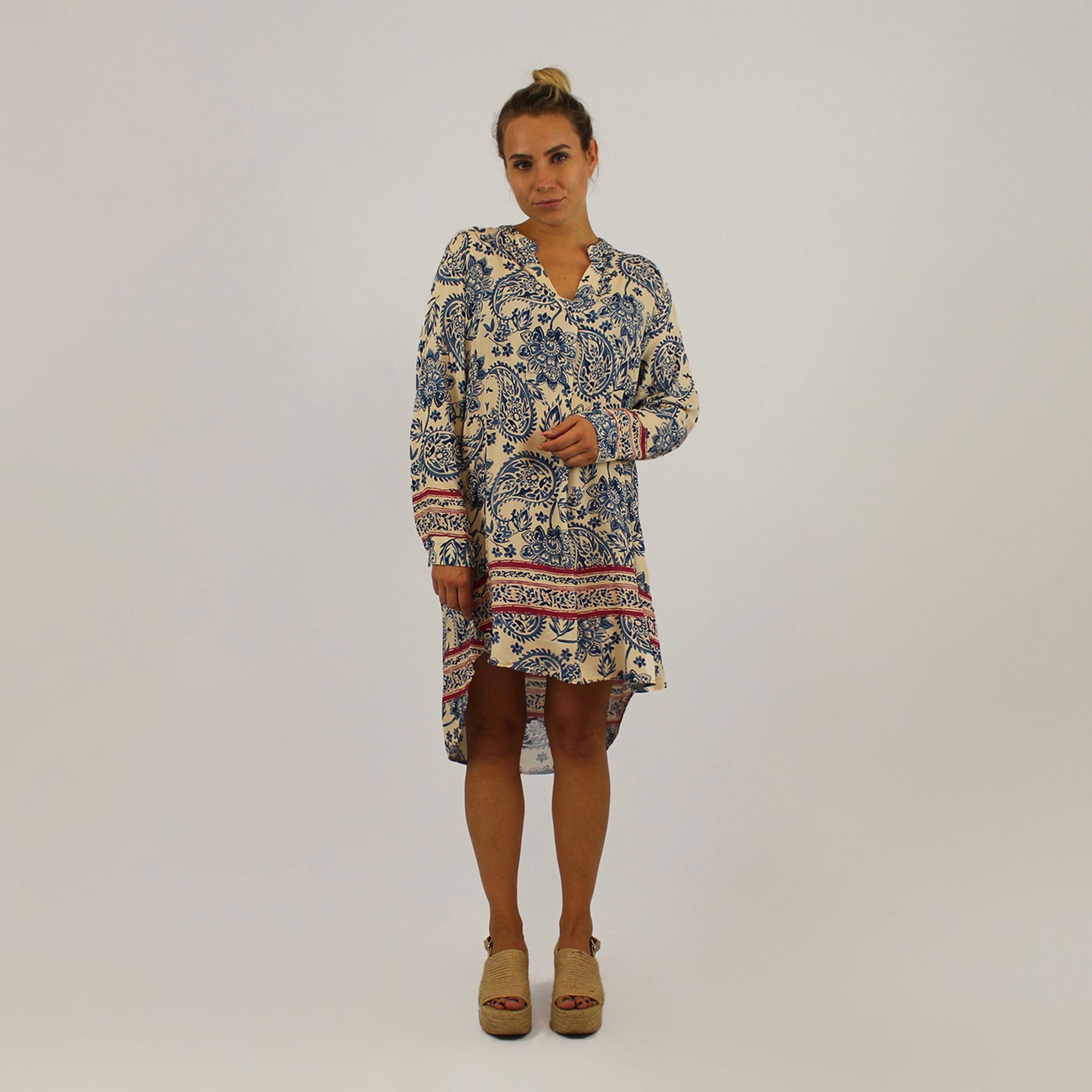 Kleid Paisley-Design - Jeansblau