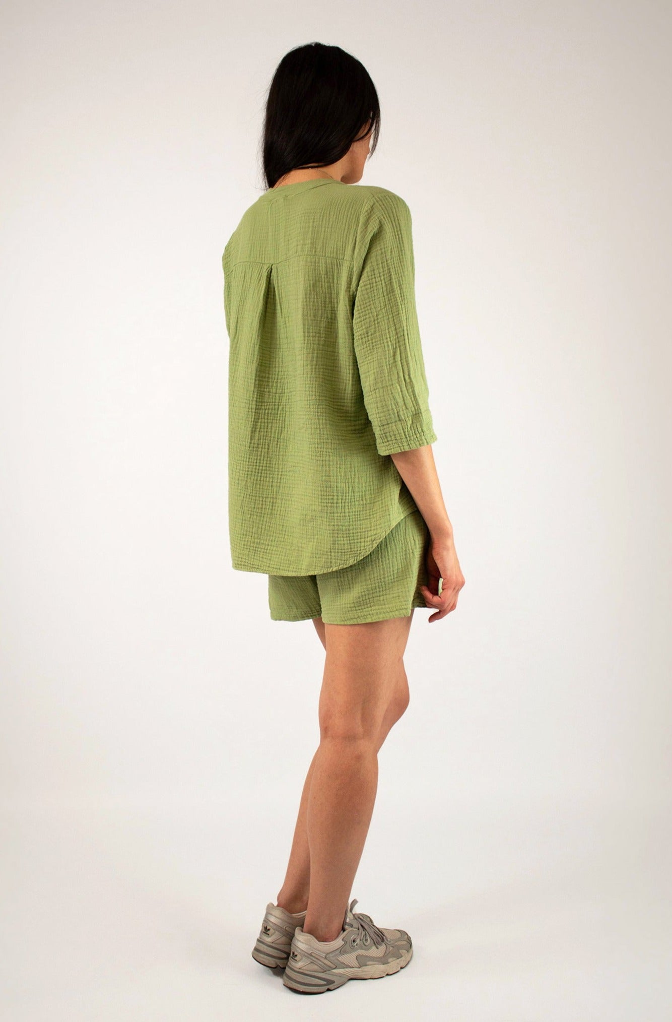 Selected Touch - Natürliche Musselin-Bluse - Salbei