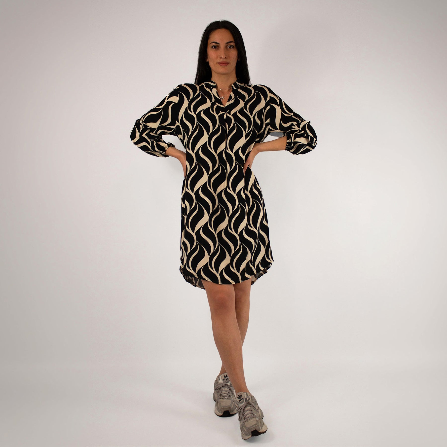 Design Kleid - Schwarz/Weiß