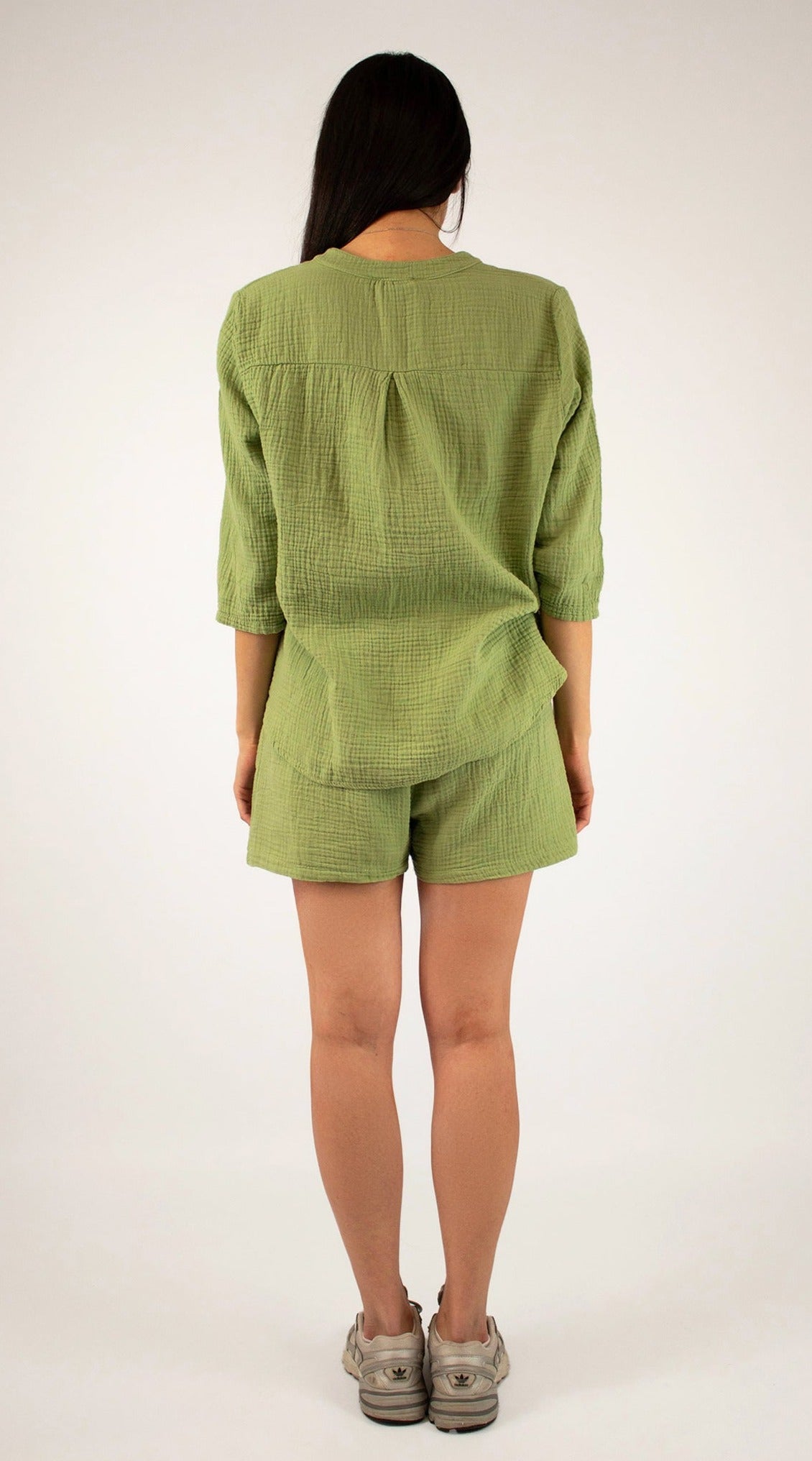 Selected Touch - Natürliche Musselin-Bluse - Salbei