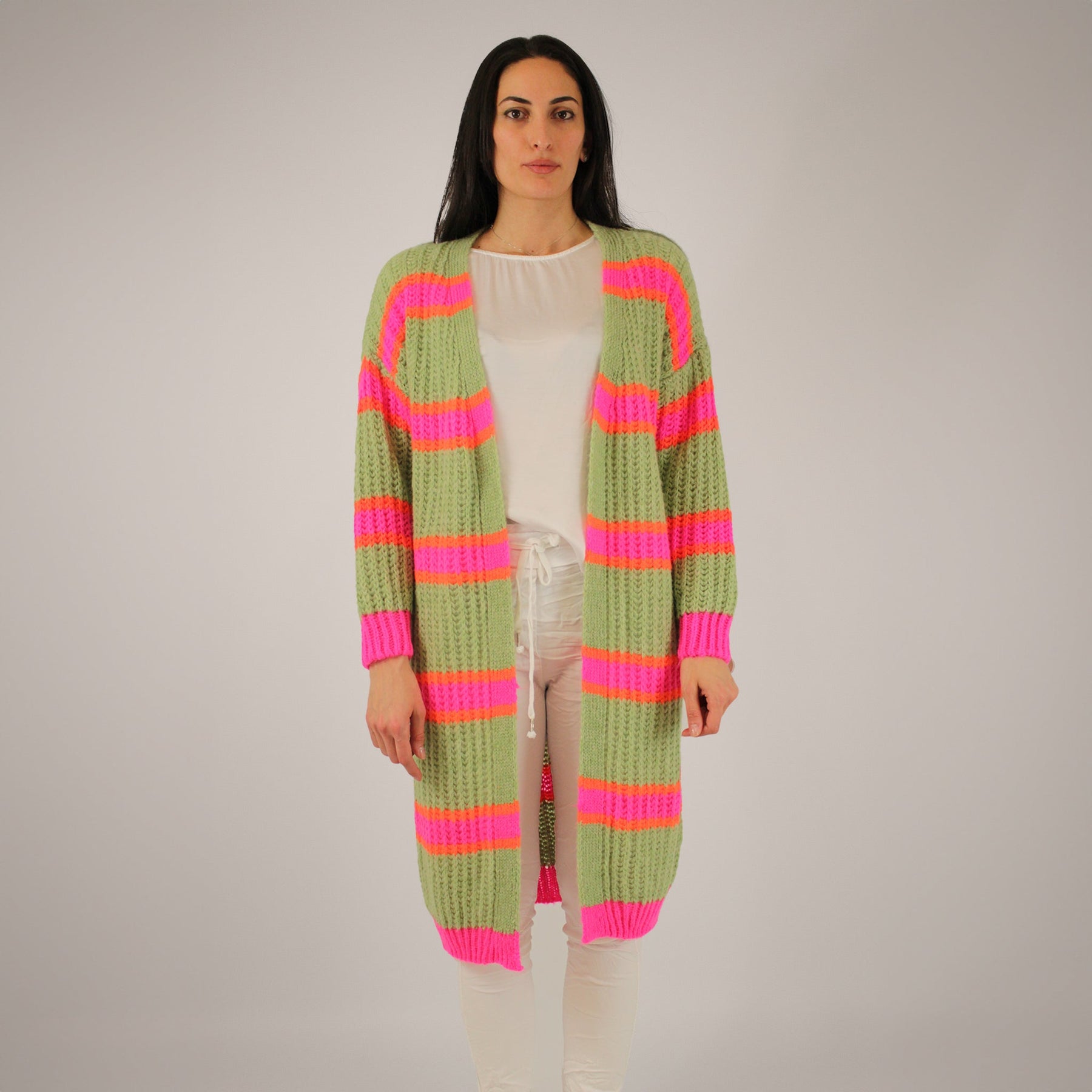 Strickjacke Grün/Pink/Orange