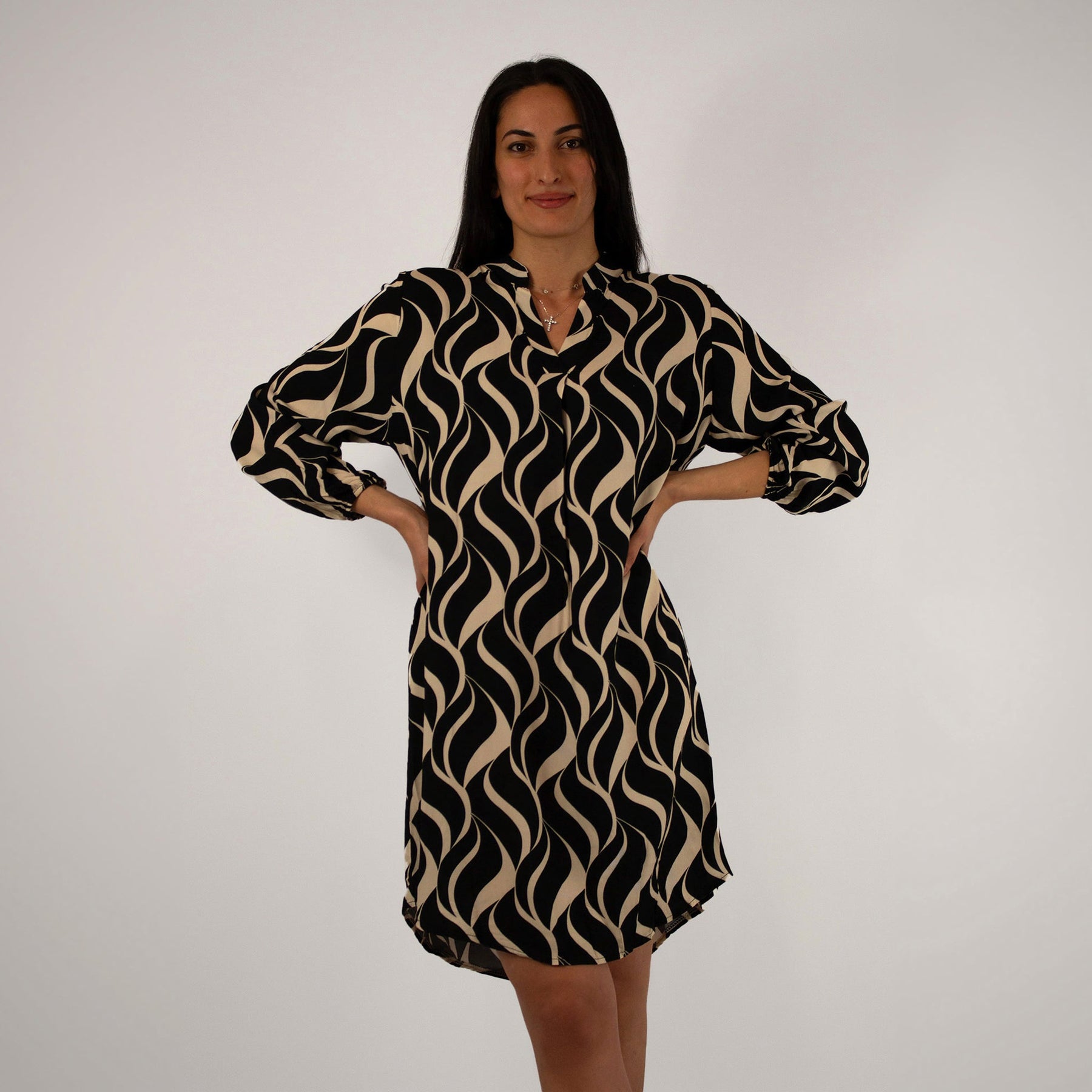 Design Kleid - Schwarz/Weiß