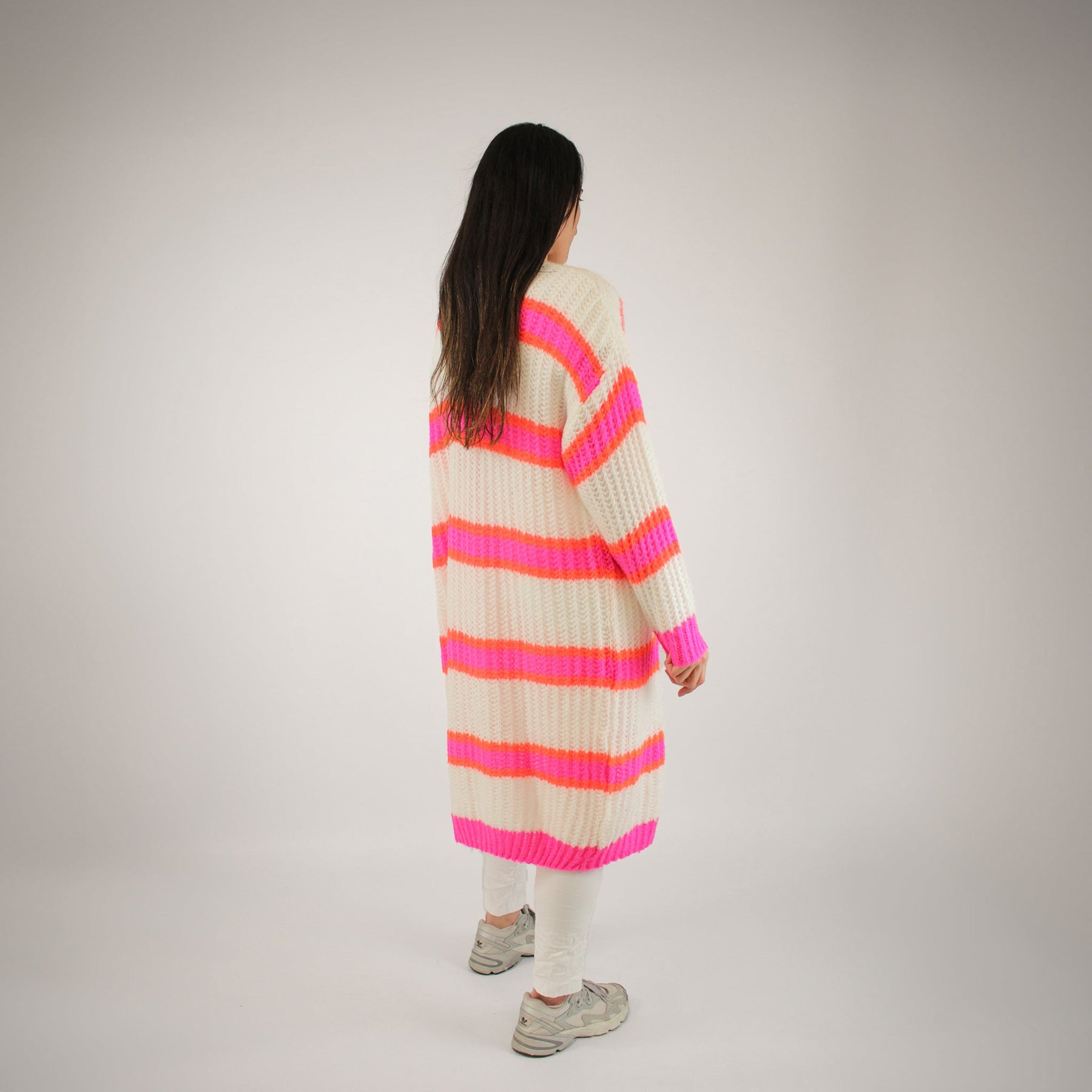Strickjacke Weiß/Pink/Orange