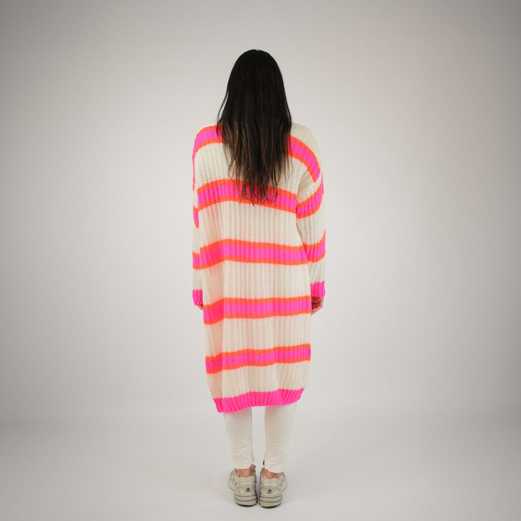 Strickjacke Weiß/Pink/Orange
