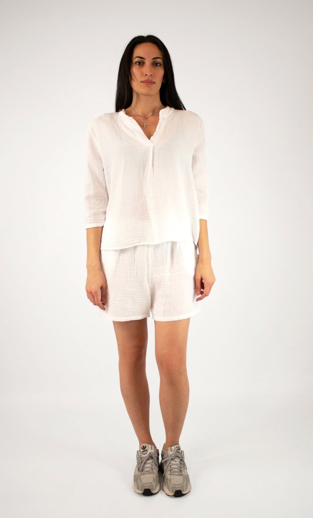 Natürliche Musselin-Bluse - Weiß