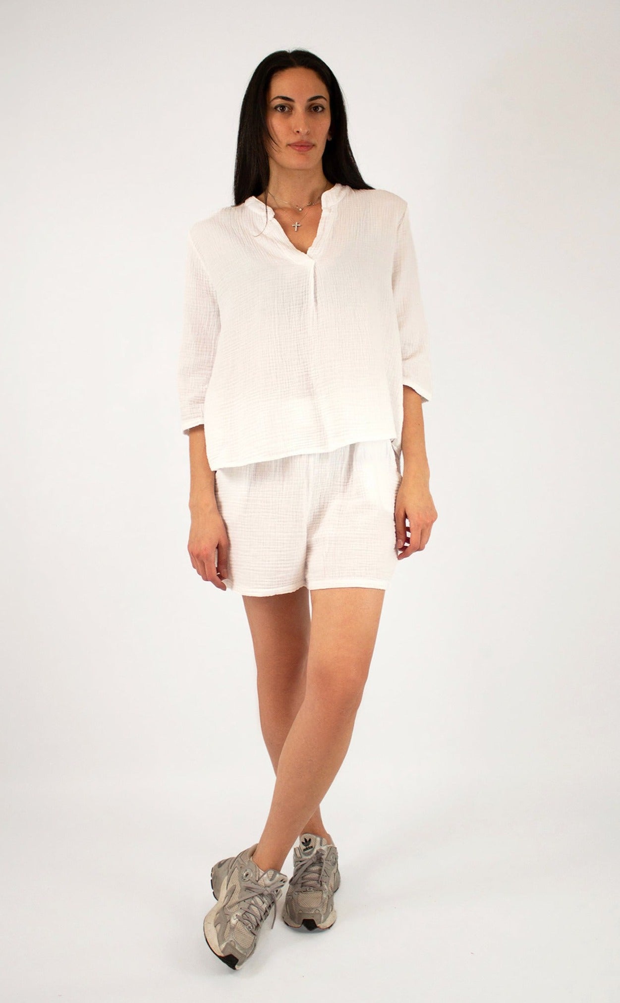 Natürliche Musselin-Bluse - Weiß