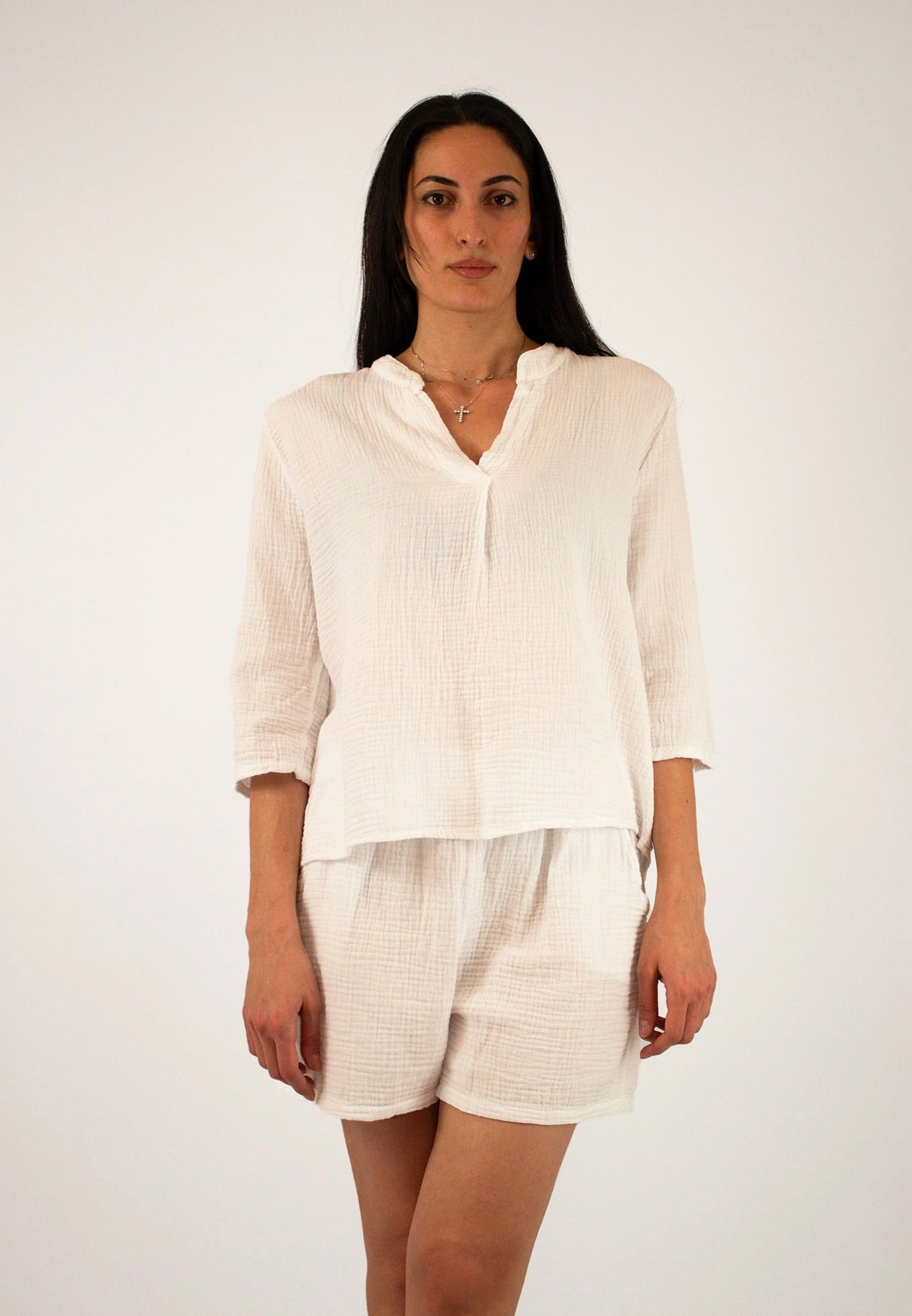 Natürliche Musselin-Bluse - Weiß