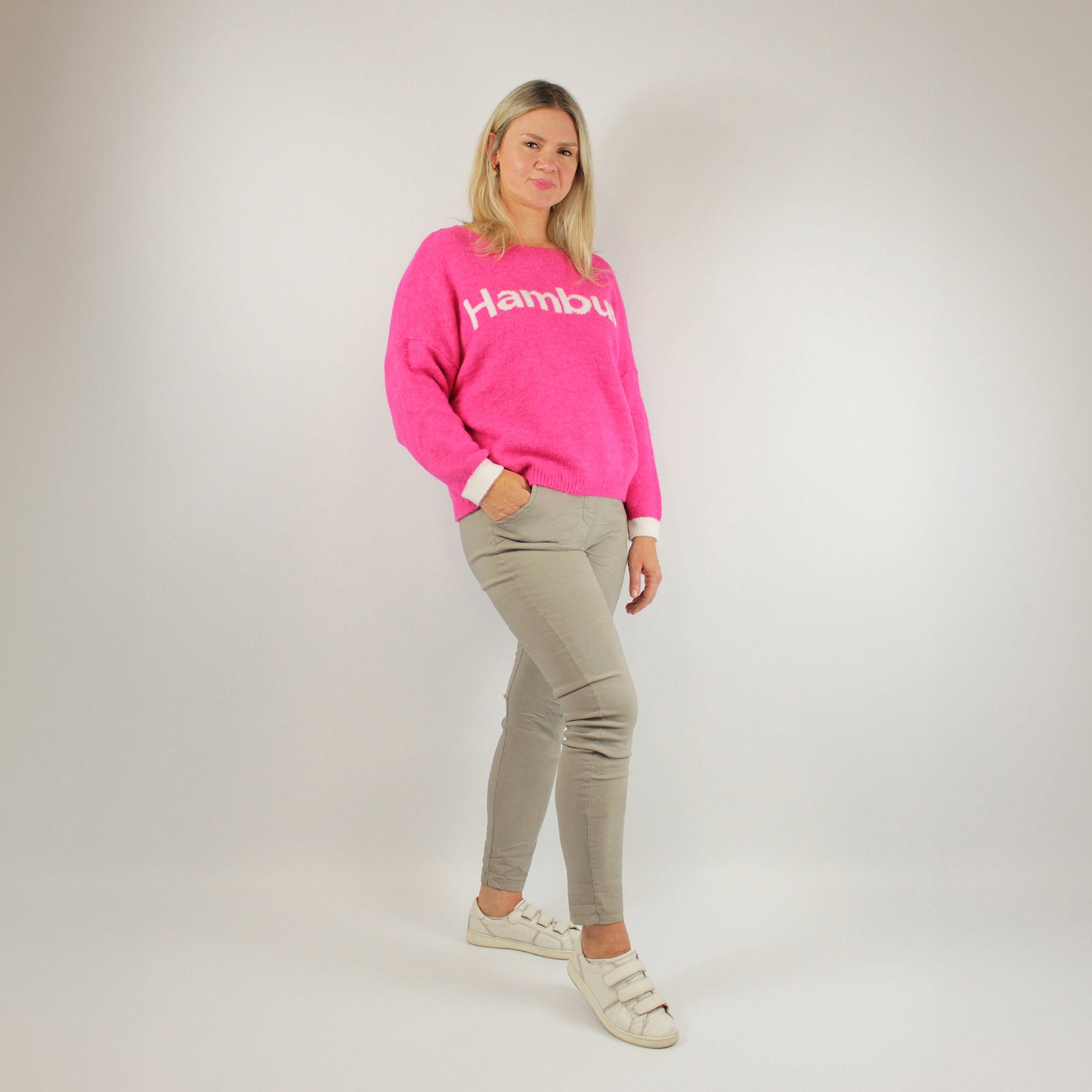 Pullover "Hamburg" Pink/Weiß