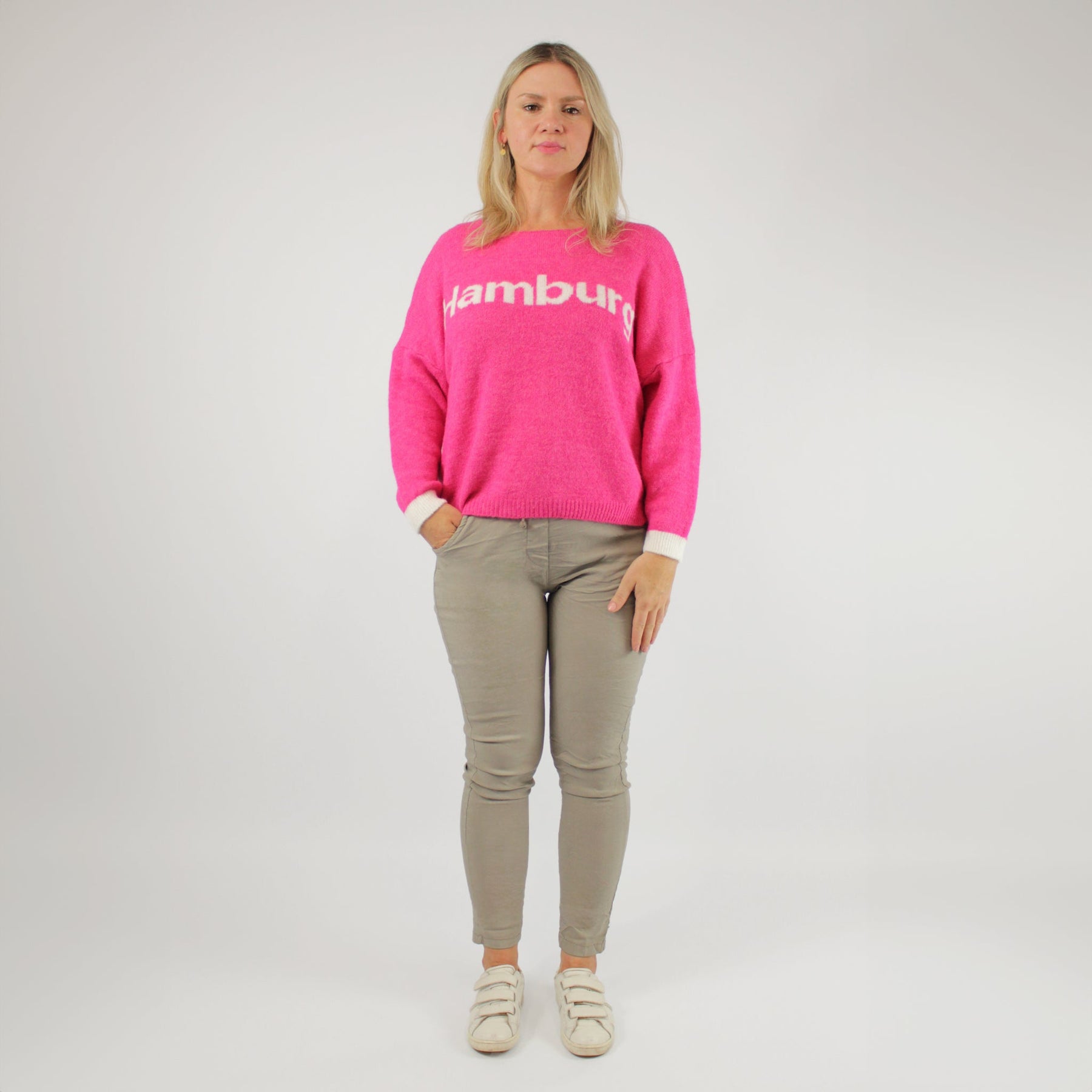 Pullover "Hamburg" Pink/Weiß