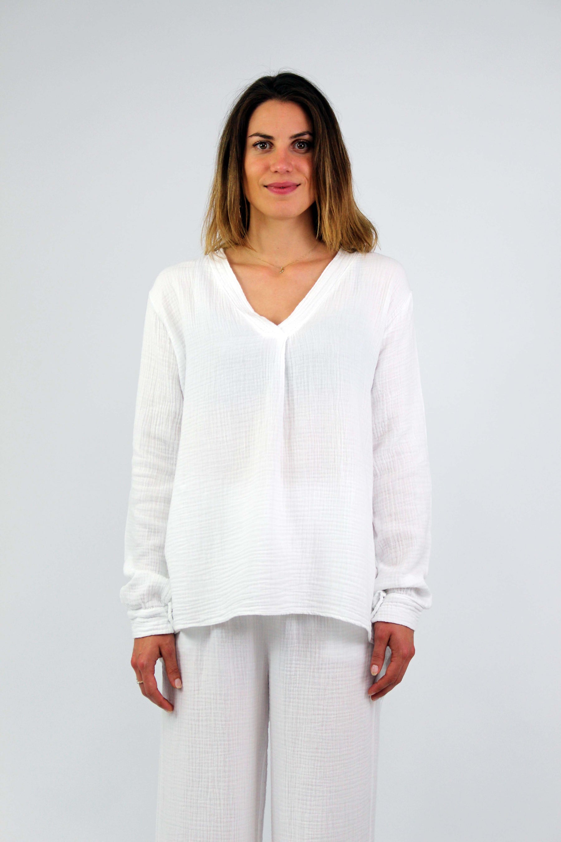 Selected Touch Musselin Bluse - Weiß