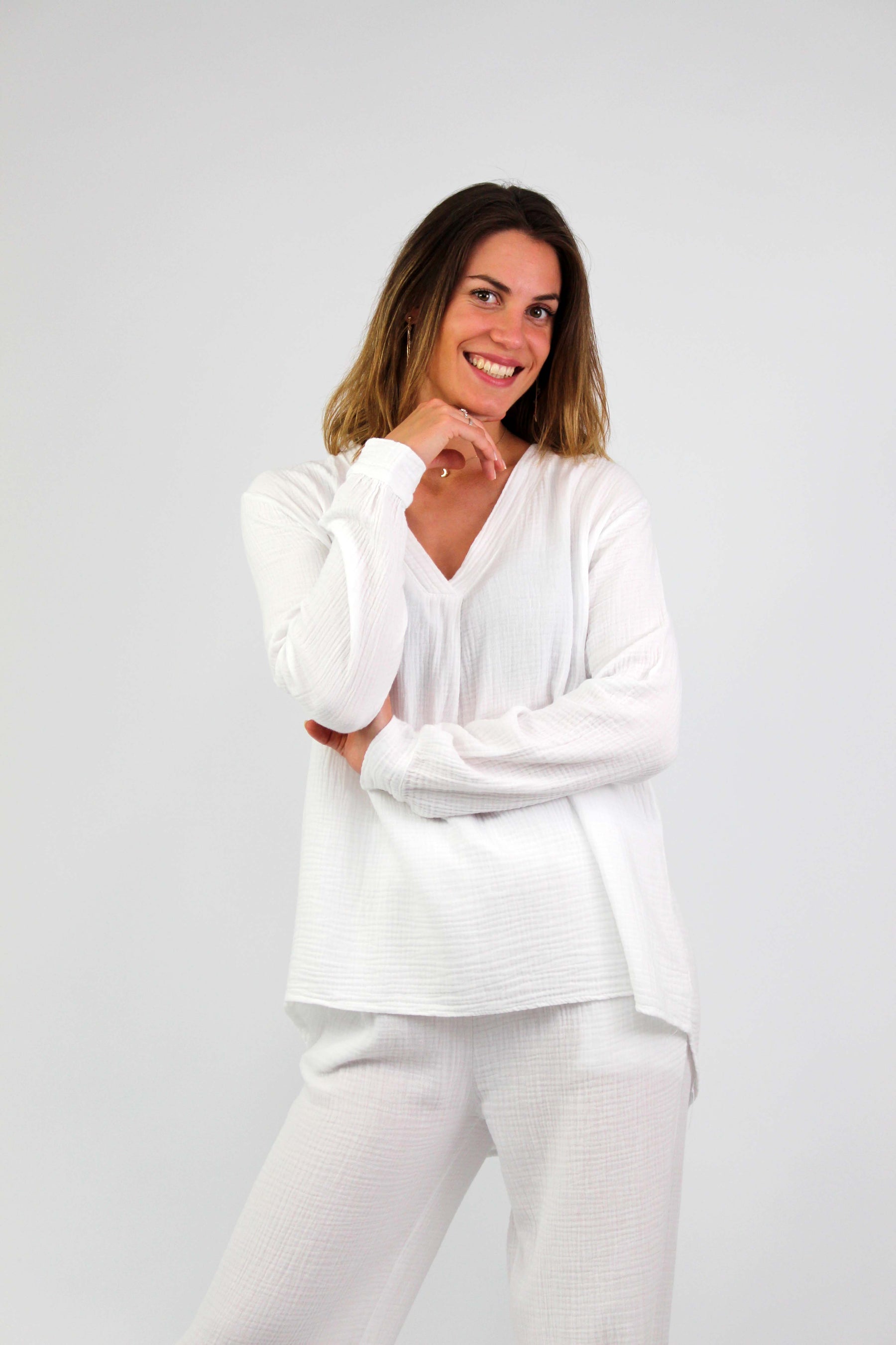 Selected Touch Musselin Bluse - Weiß