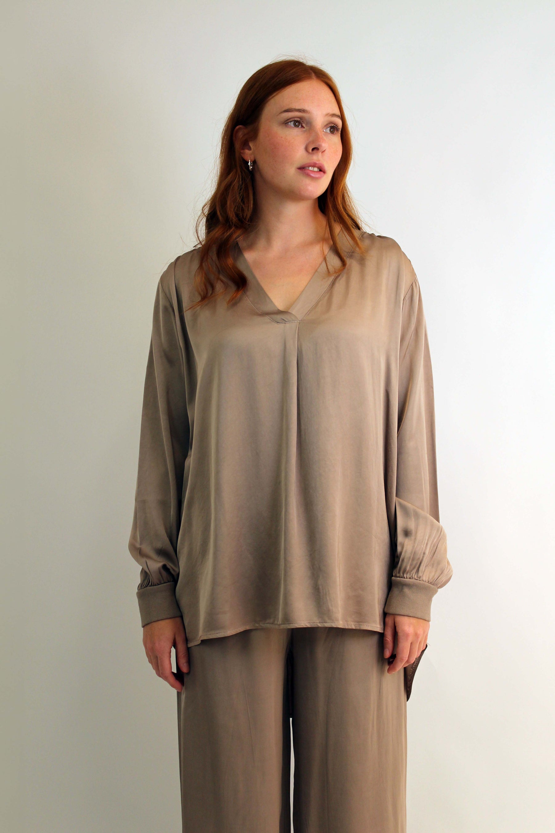 Seiden-Bluse Taupe