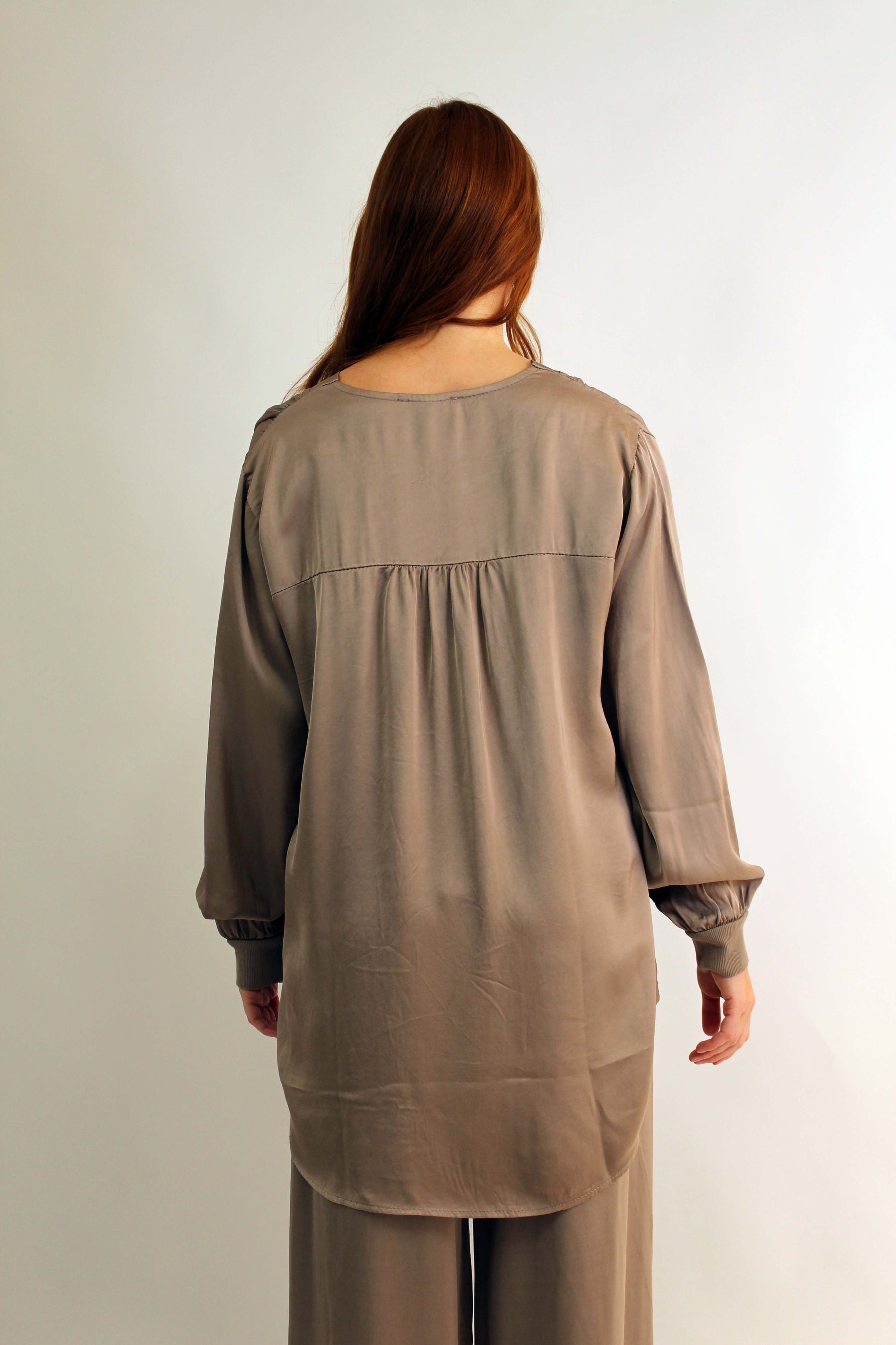 Seiden-Bluse Taupe