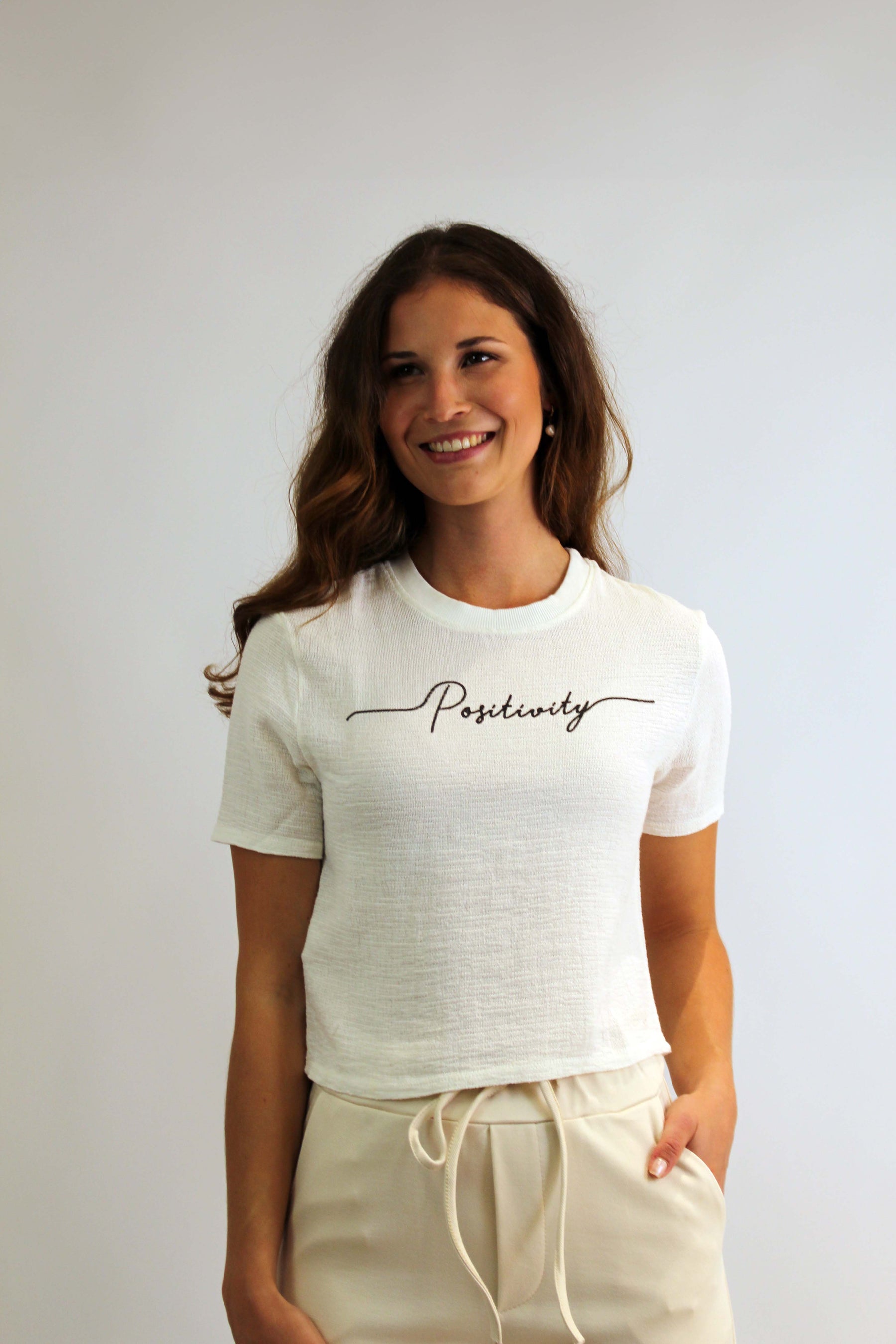 T-Shirt "Positivity" "Weiß"