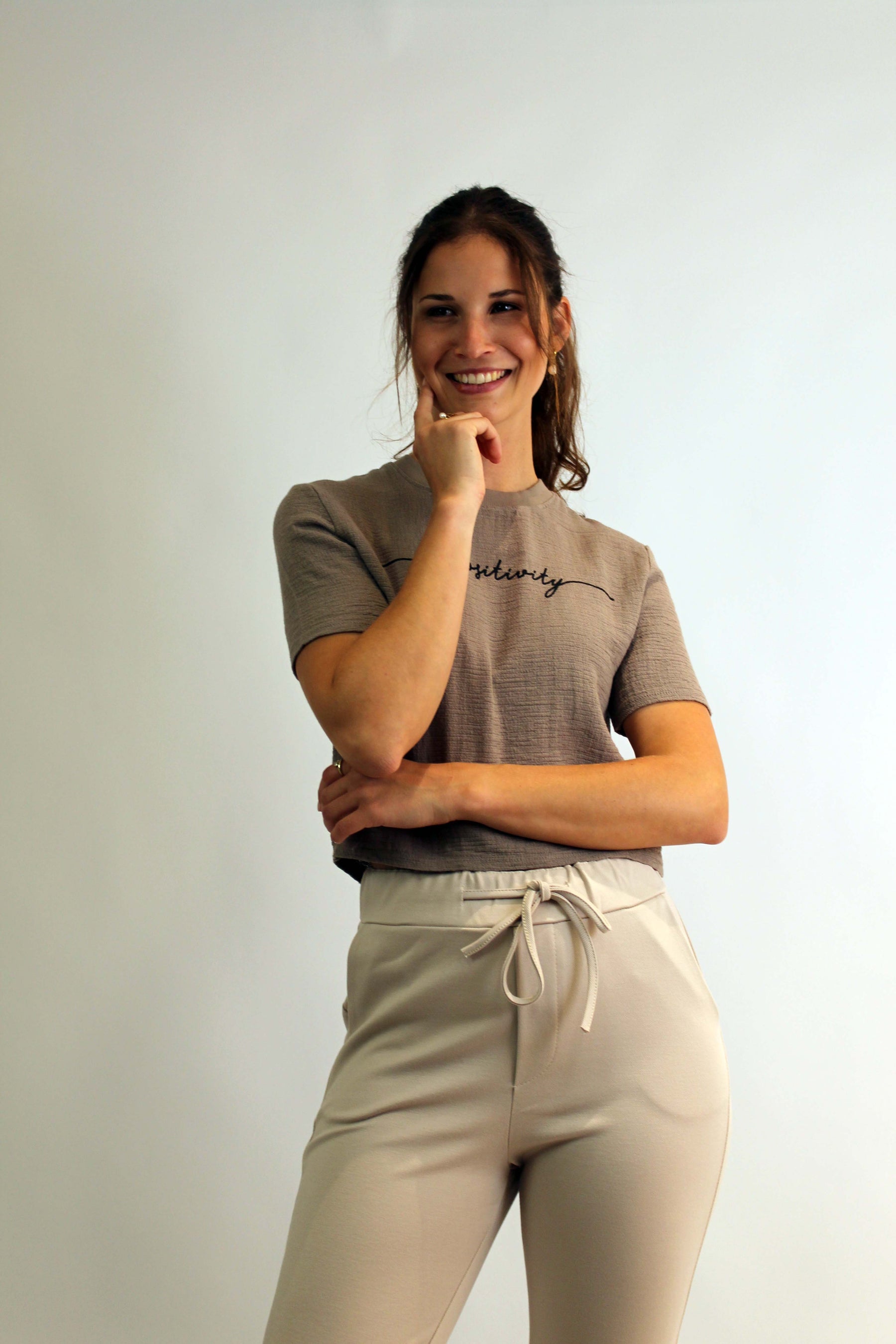 T-Shirt "Positvity" "Taupe"