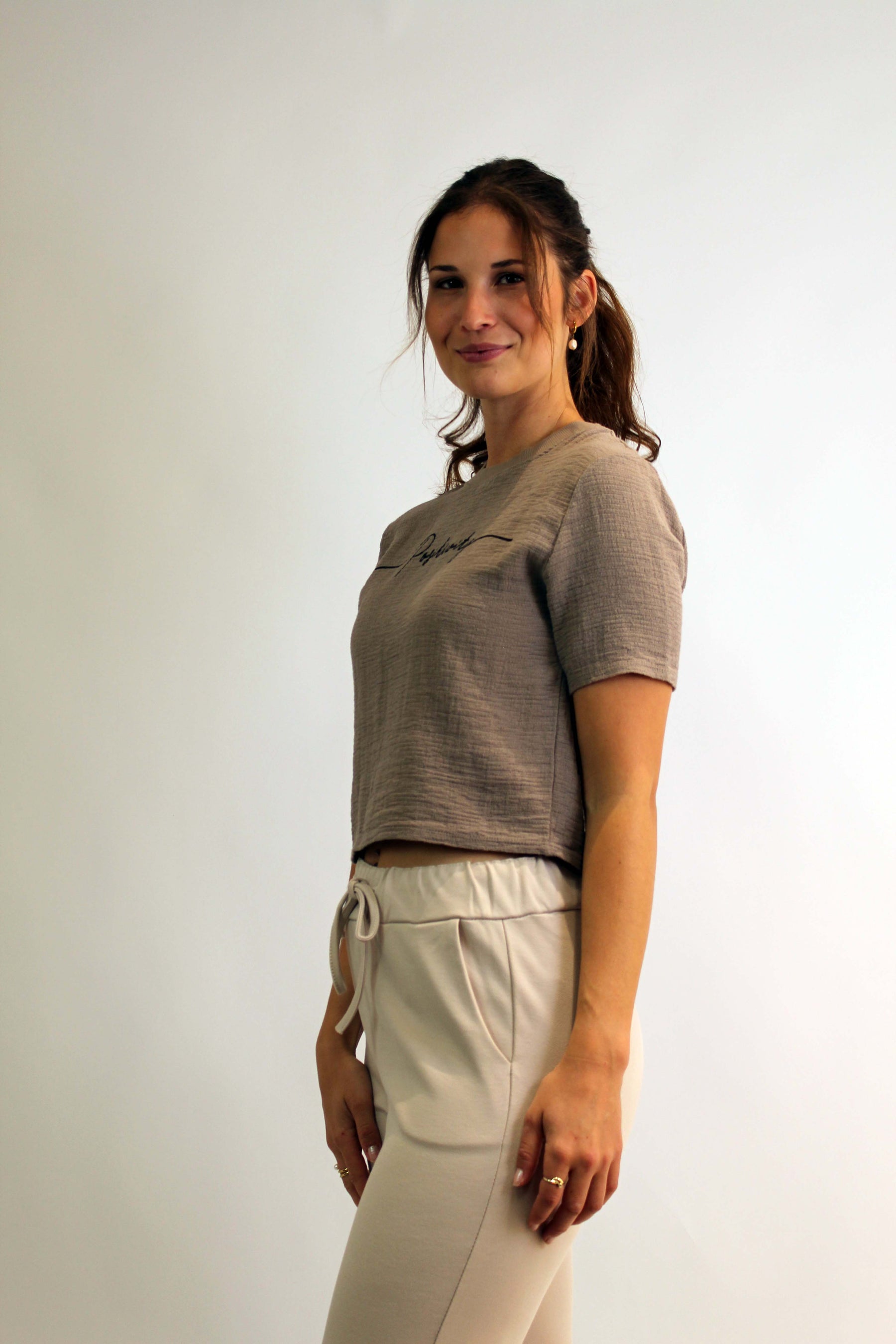 T-Shirt "Positvity" "Taupe"