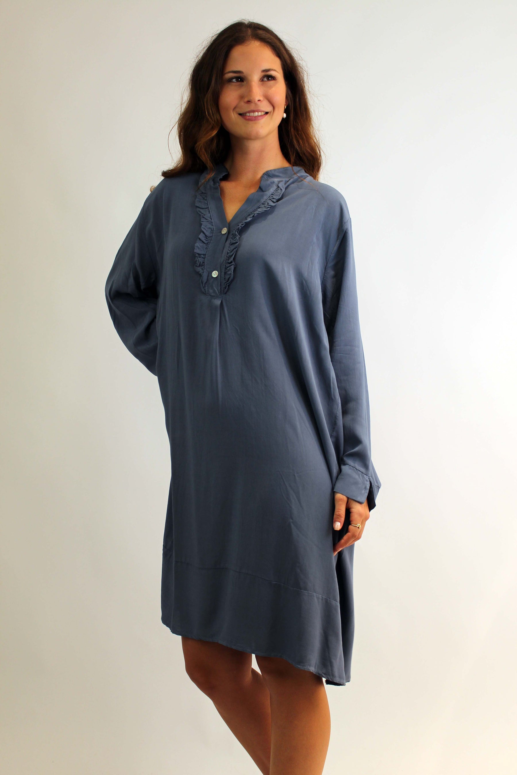 Kleid mit Rüschen - Blau