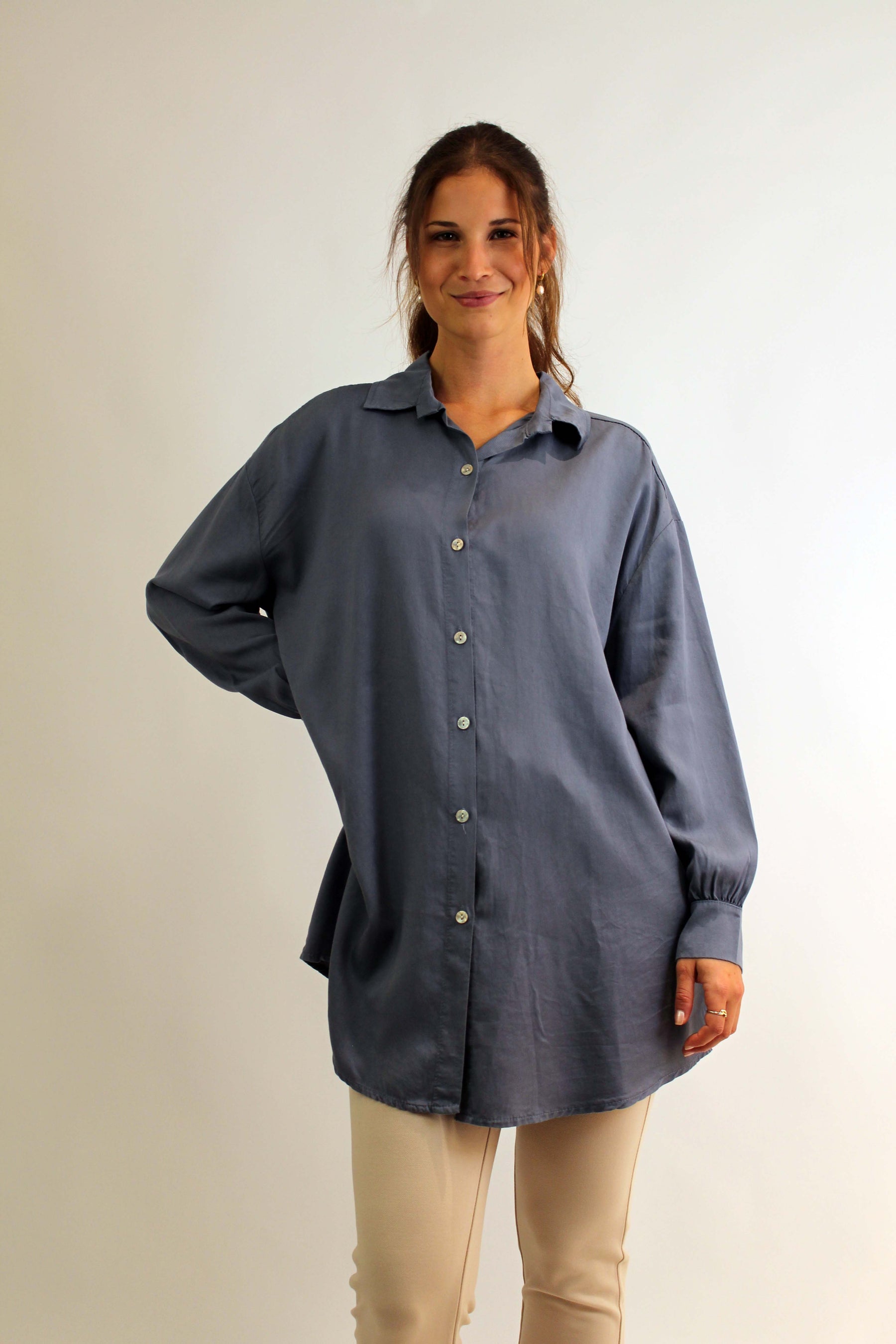 Bluse mit Knopfleiste - Blau