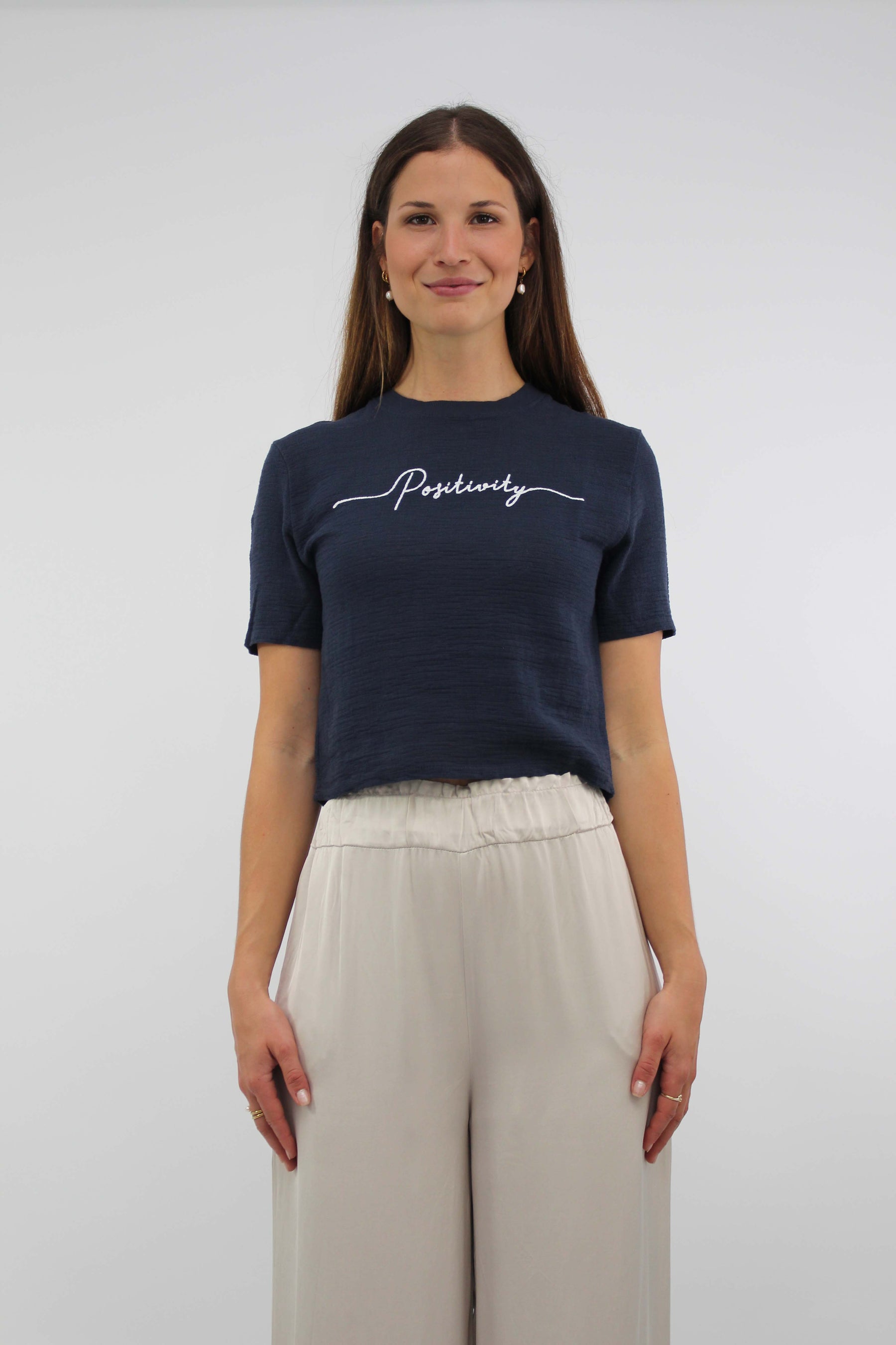T-Shirt "Positvity" "Dunkelblau"