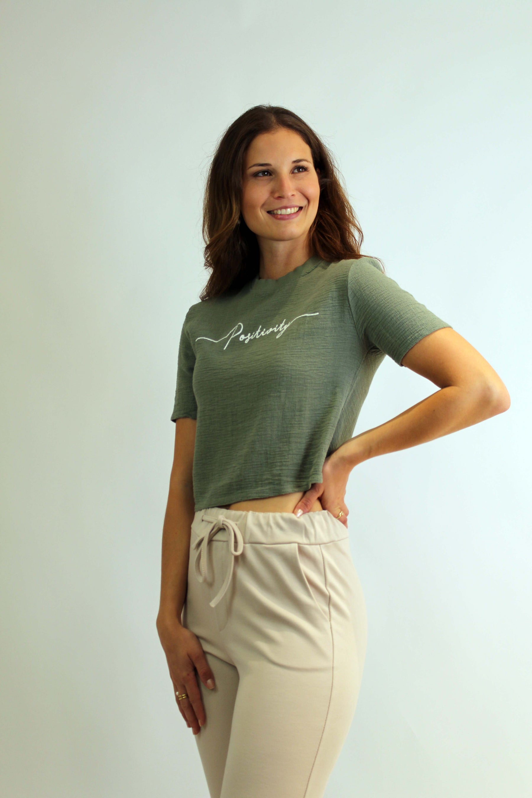 T-Shirt "Positvity" "Khaki"