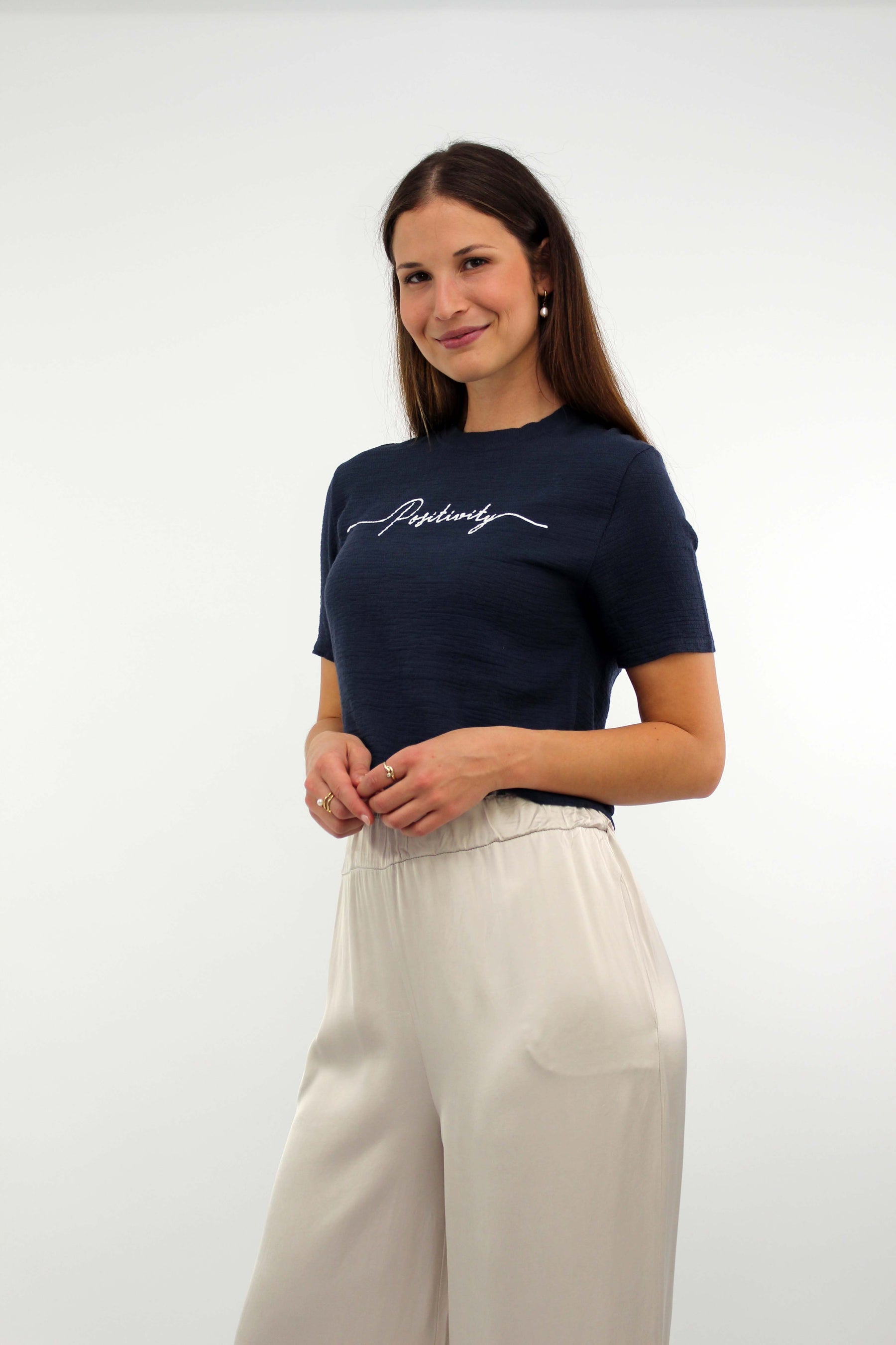 T-Shirt "Positvity" "Dunkelblau"