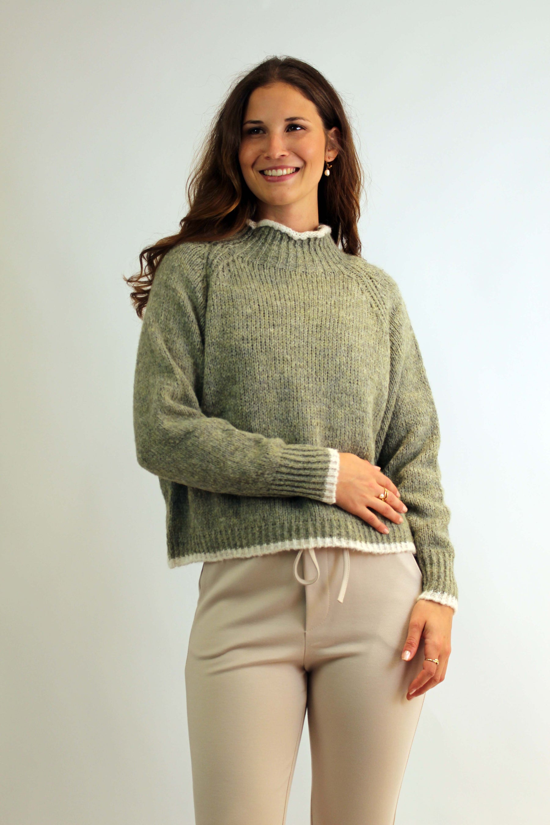 Pullover Stehkragen - Khaki