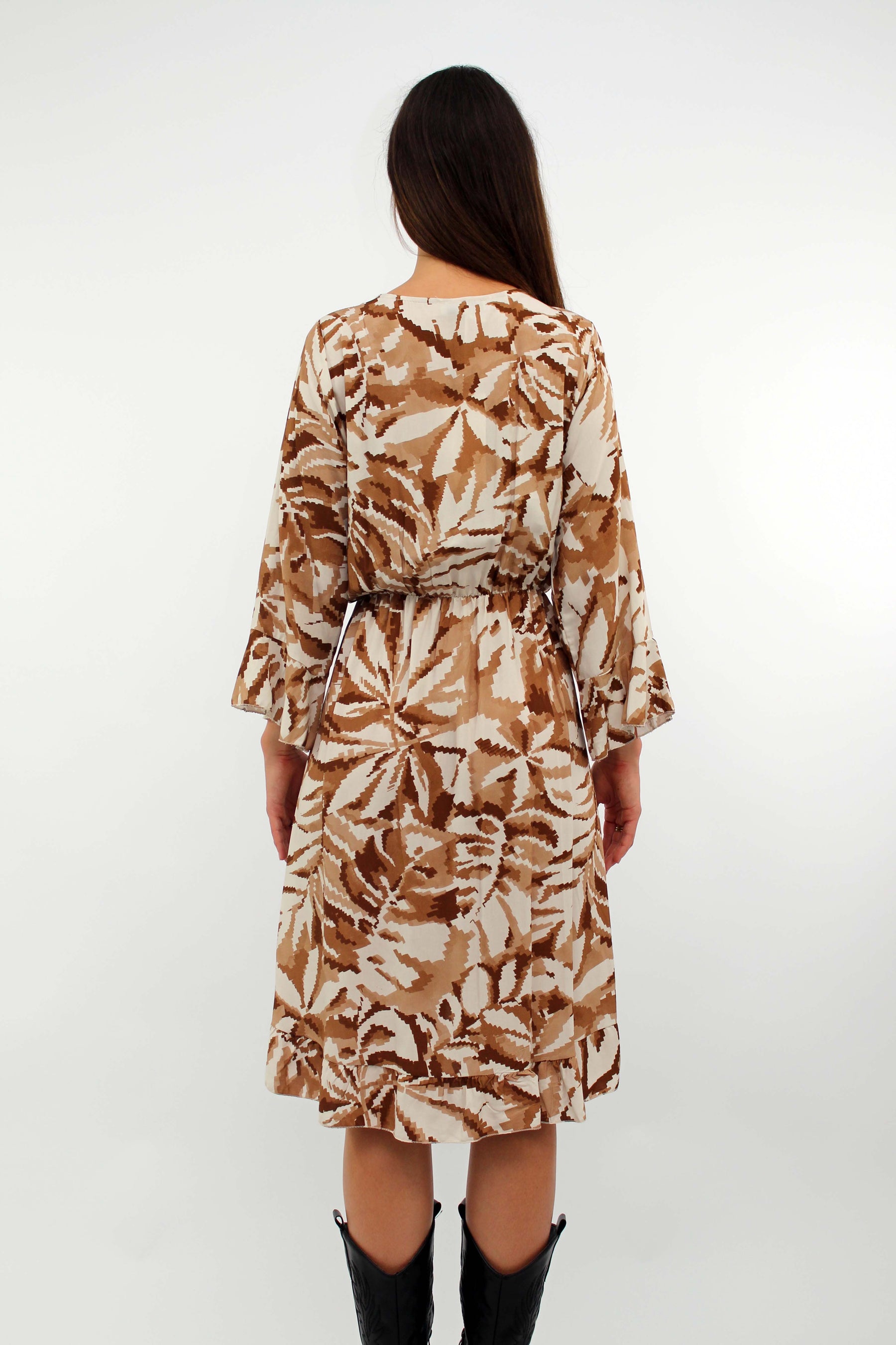 Kleid mit Print - Beige/Weiß