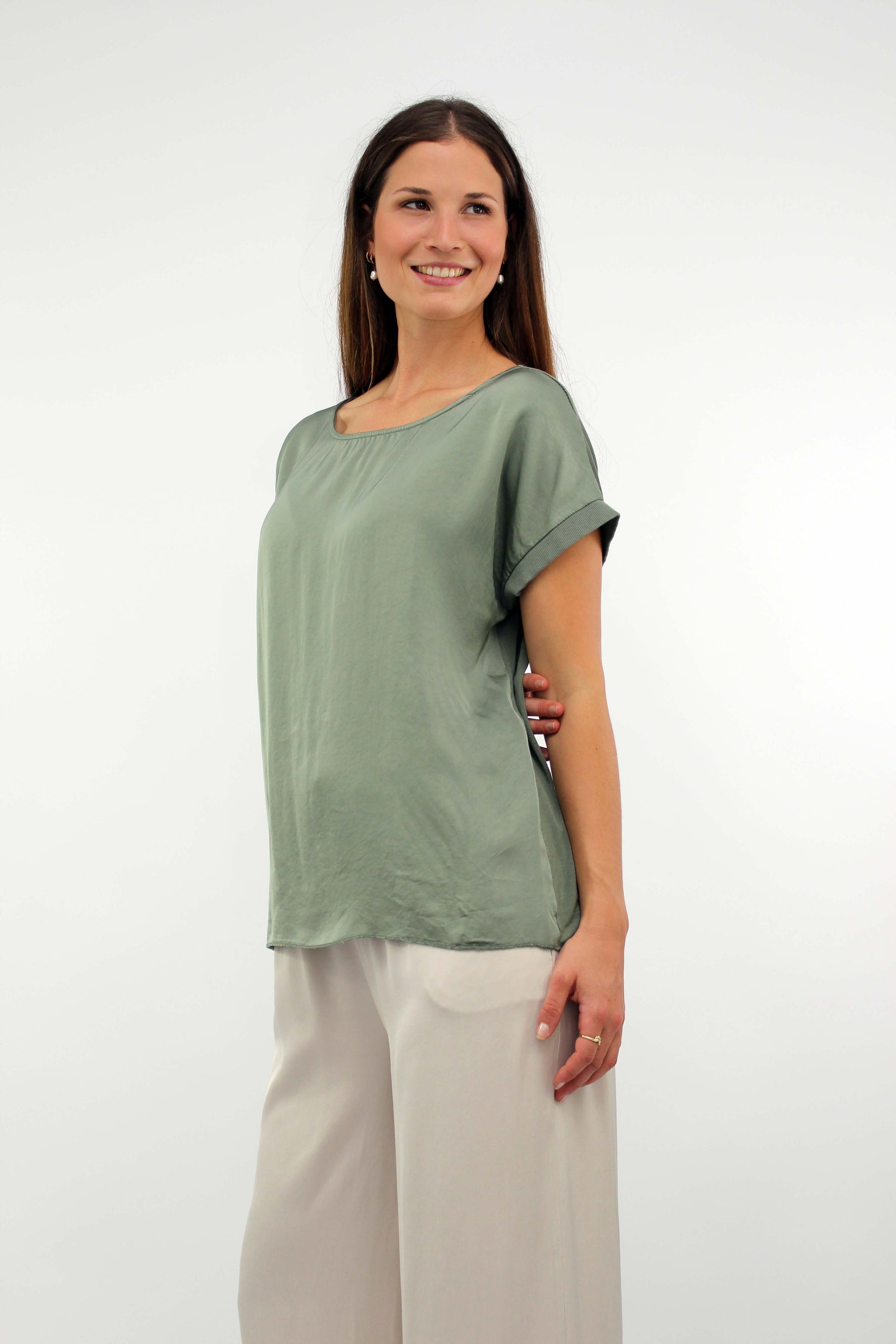 Seiden-Shirt Khaki