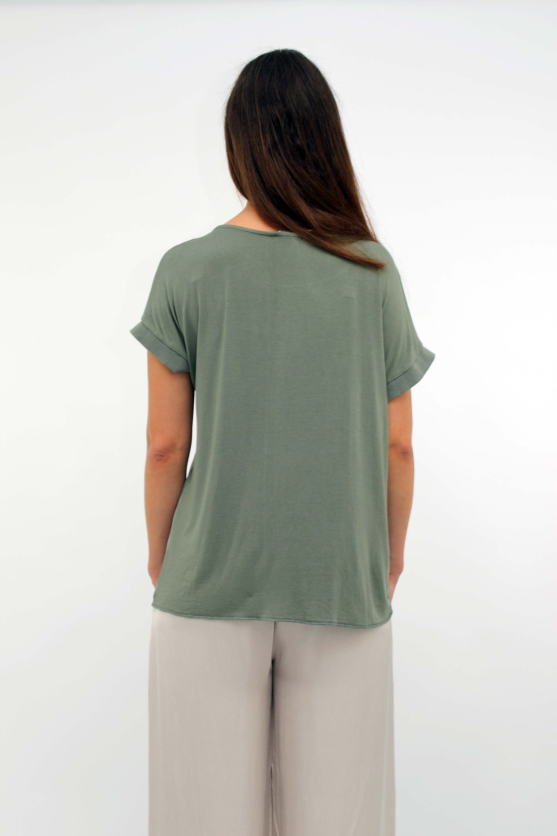 Seiden-Shirt Khaki