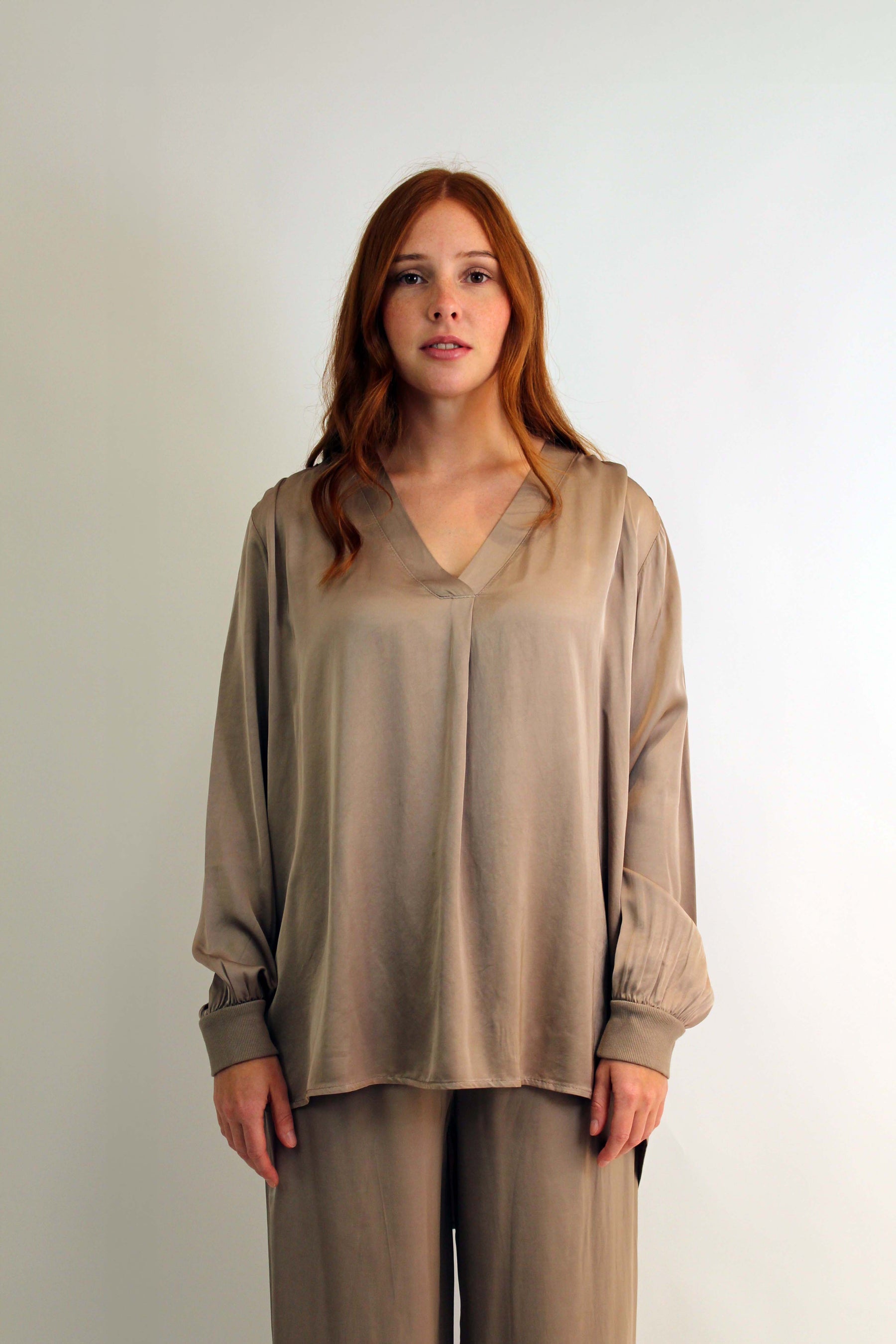 Seiden-Bluse Taupe