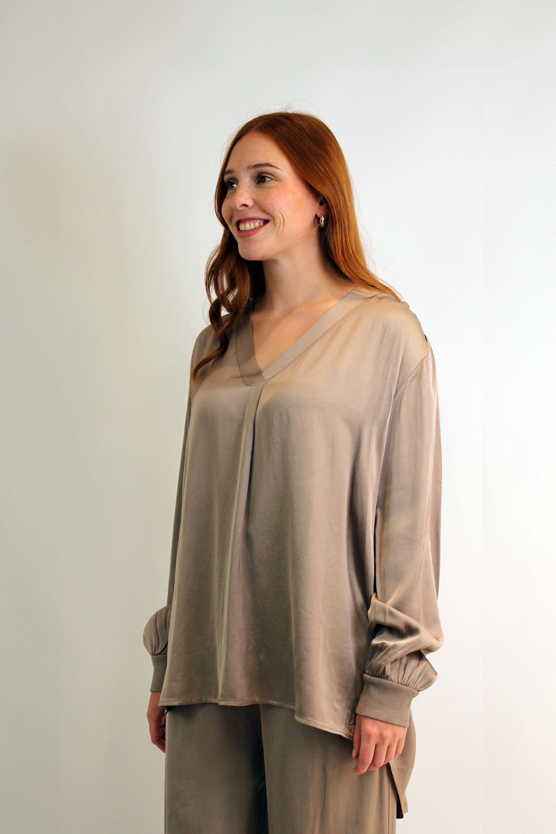 Seiden-Bluse Taupe