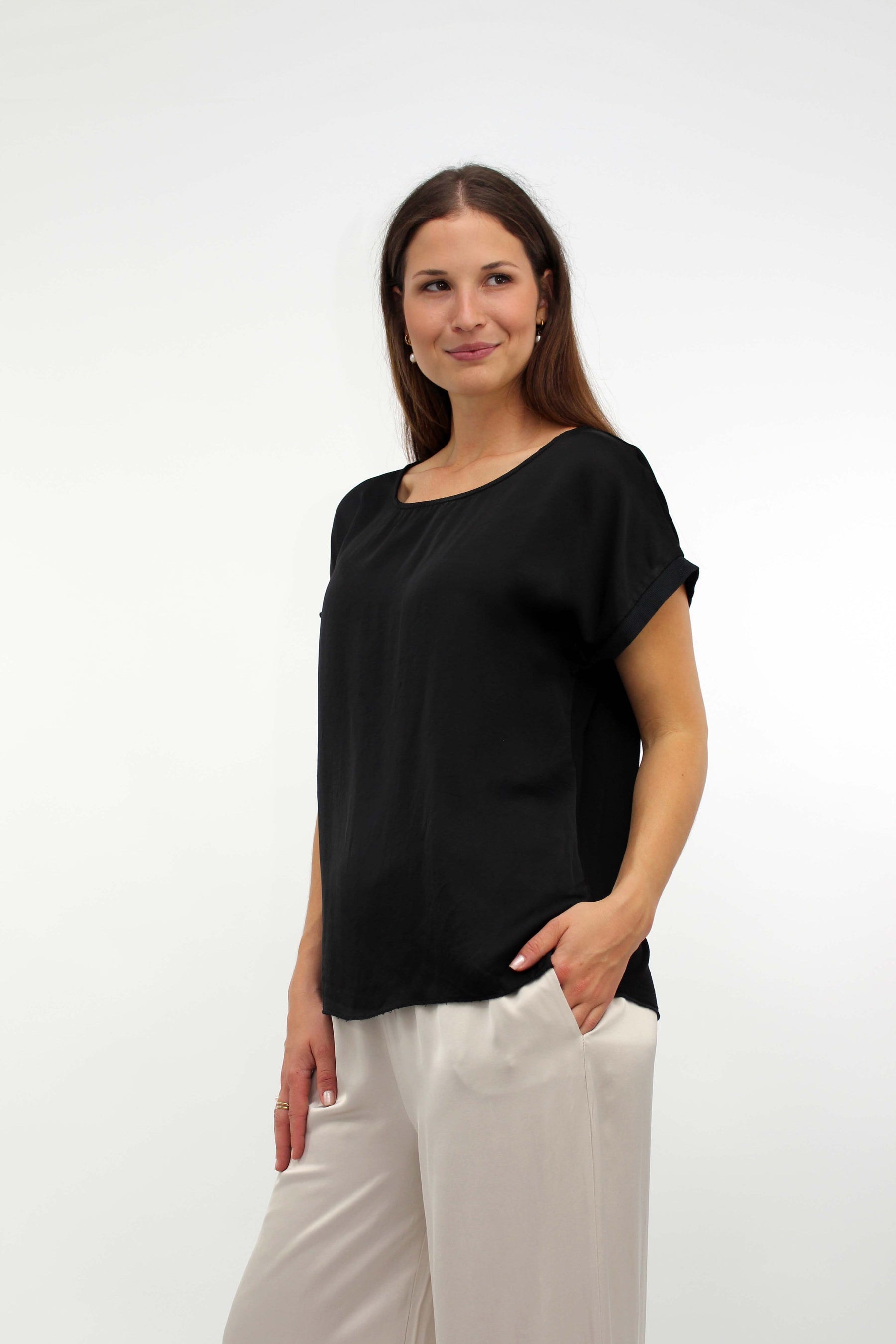 Seiden-Shirt Schwarz