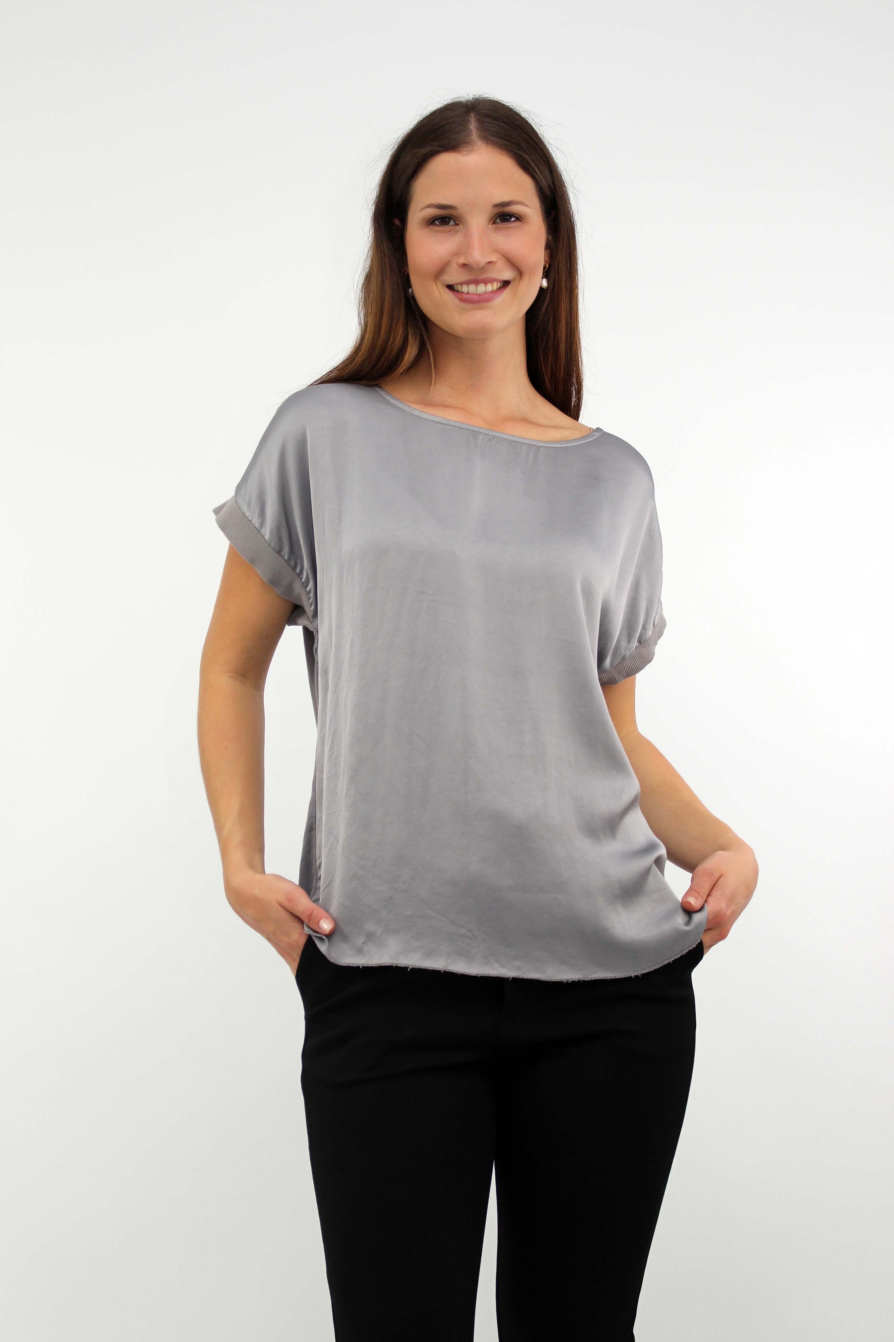 Seiden-Shirt Grau