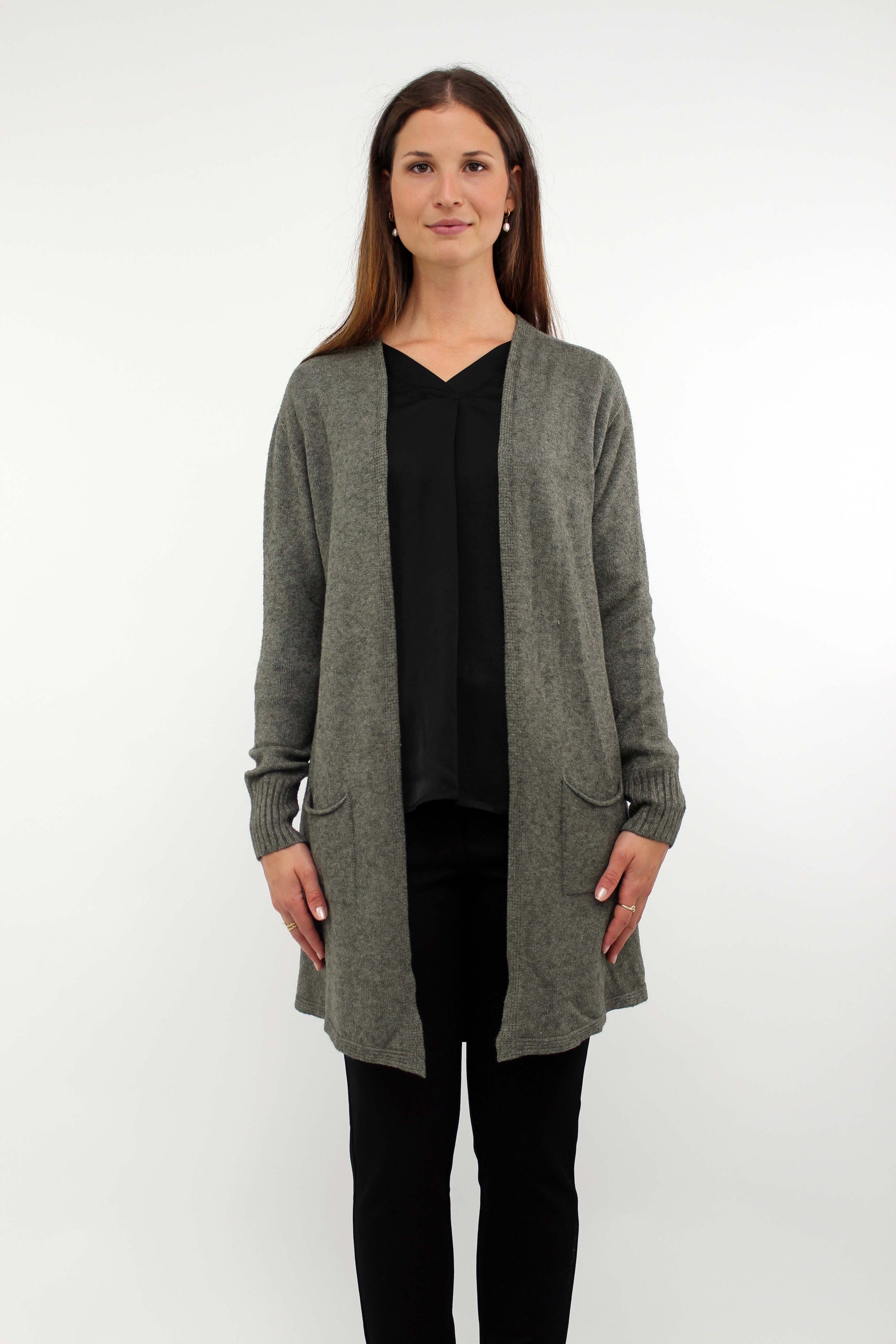 Strickjacke mit Taschen - Khaki