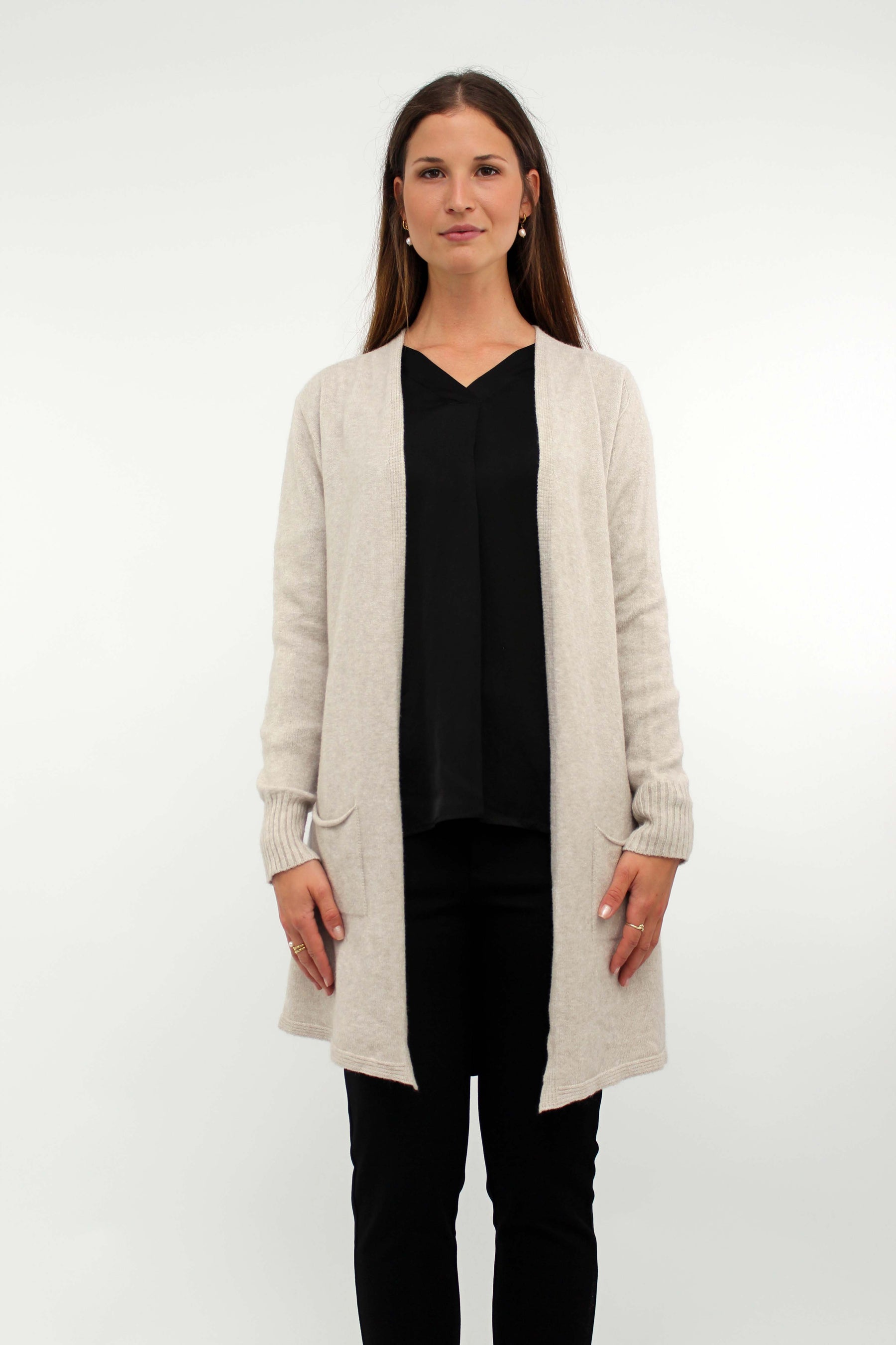 Strickjacke mit Taschen - Beige