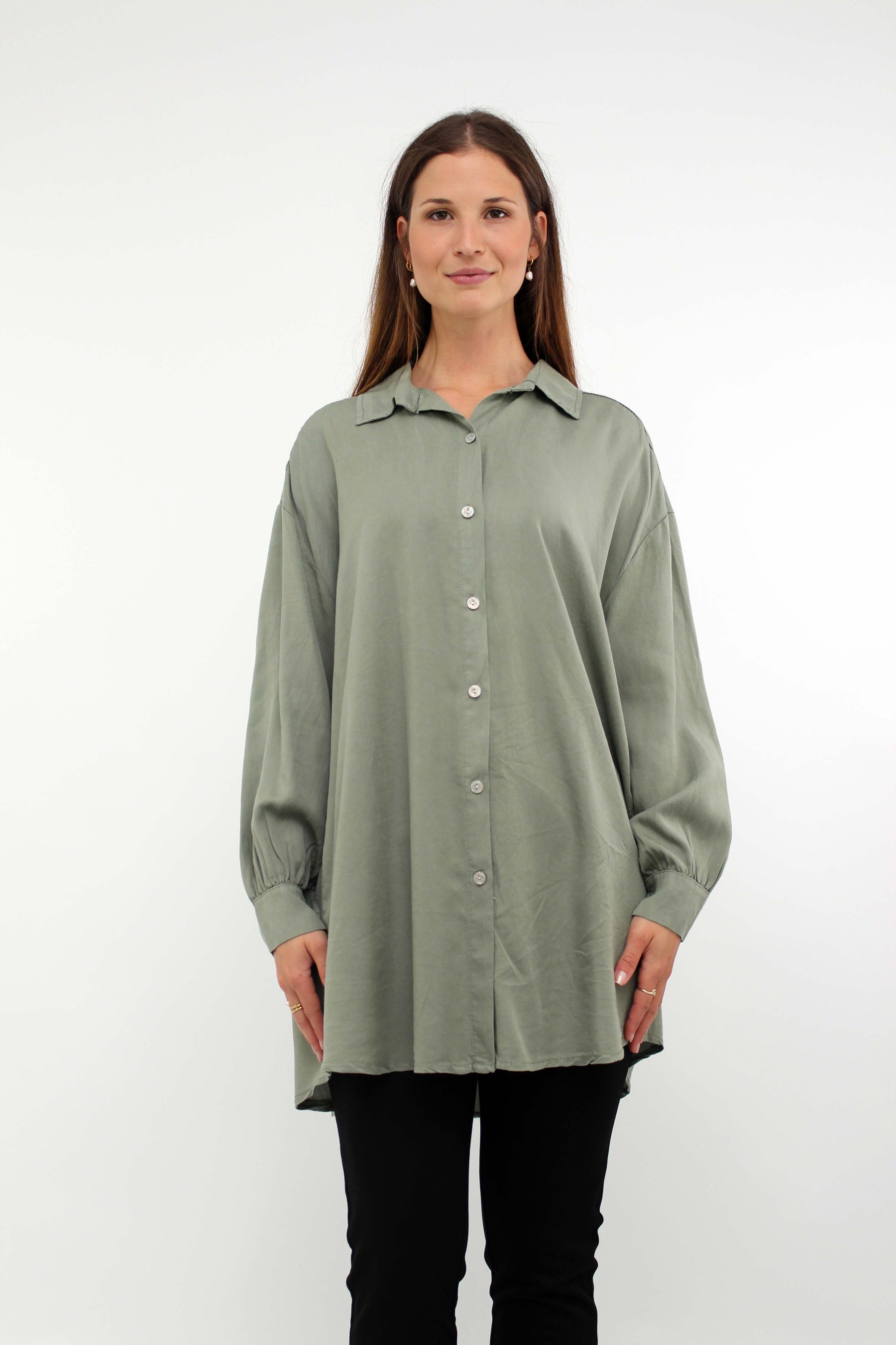 Bluse mit Knopfleiste - Khaki