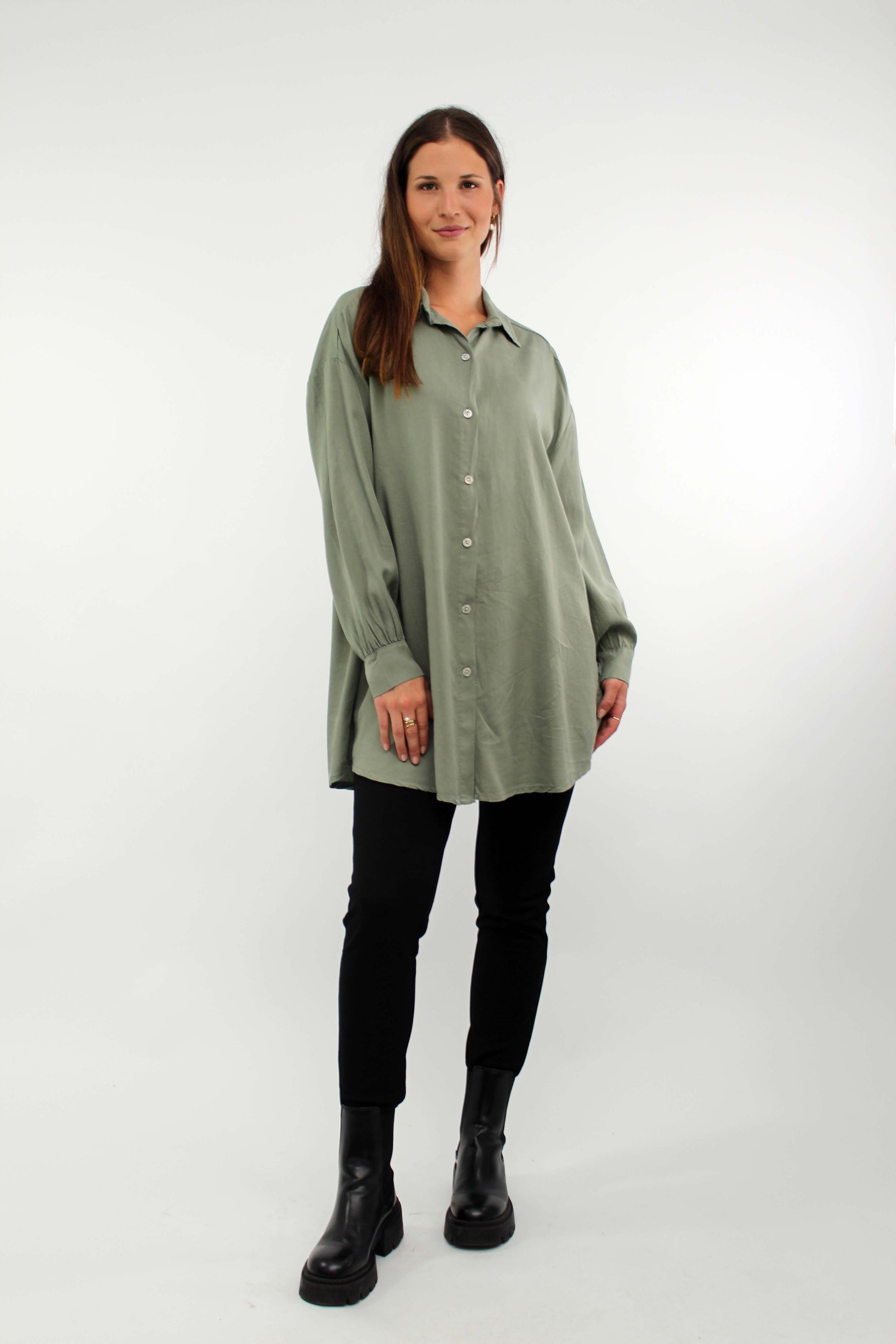 Bluse mit Knopfleiste - Khaki