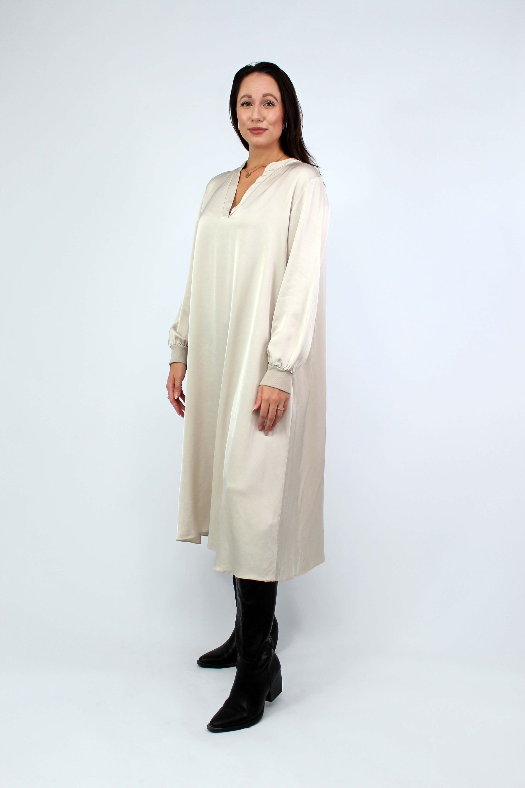 Seiden-Kleid Beige
