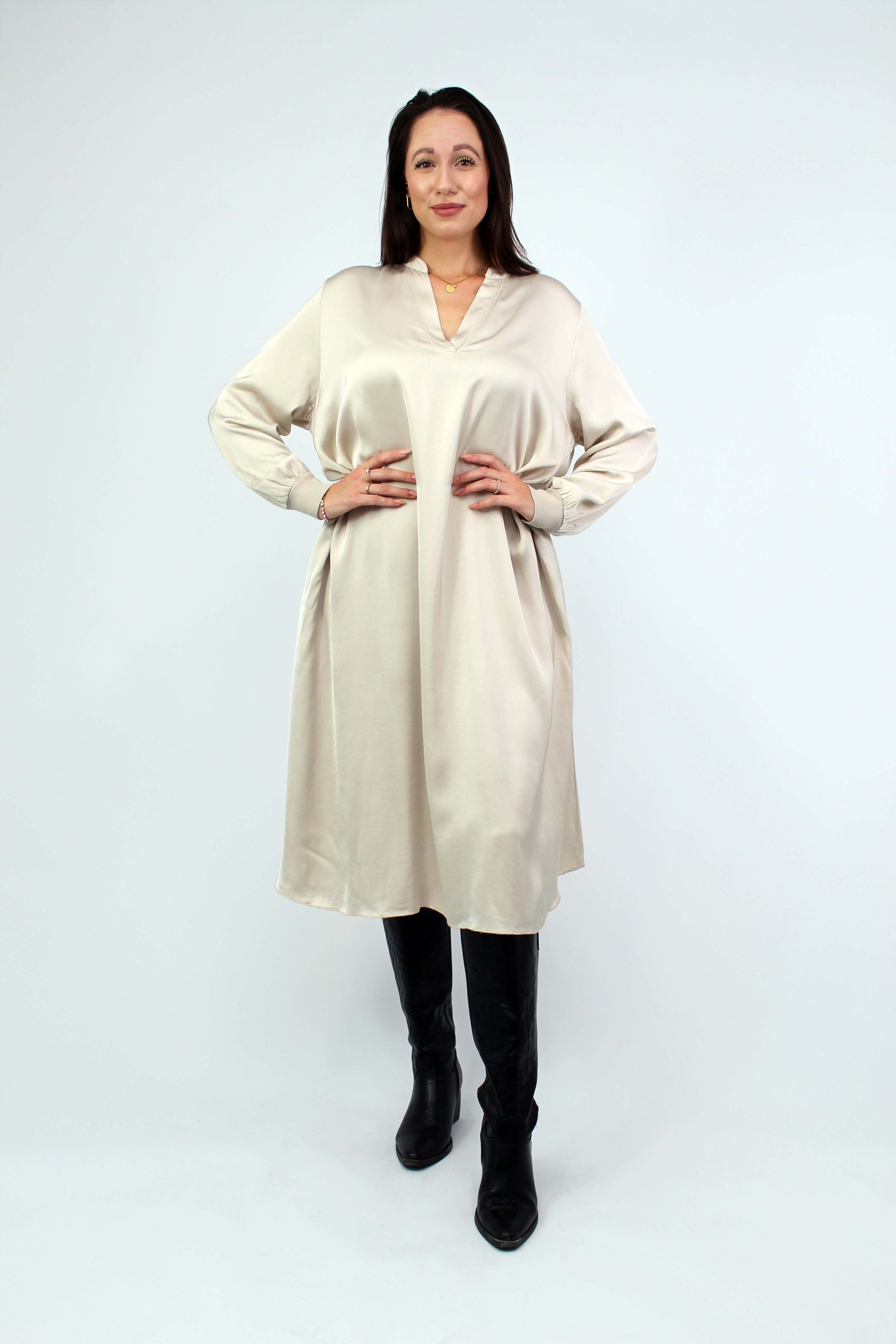 Seiden-Kleid Beige