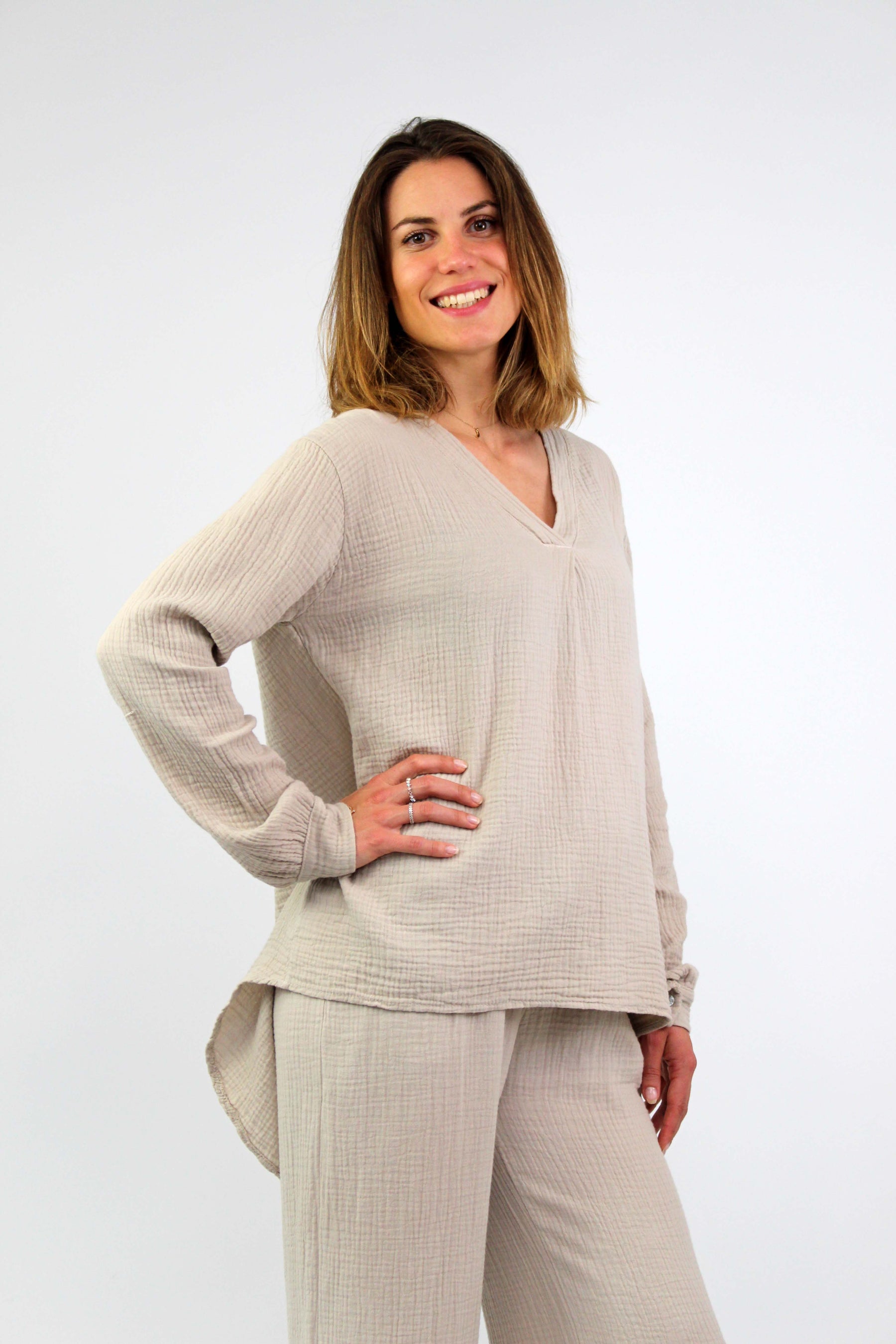 Musselin Bluse - Beige