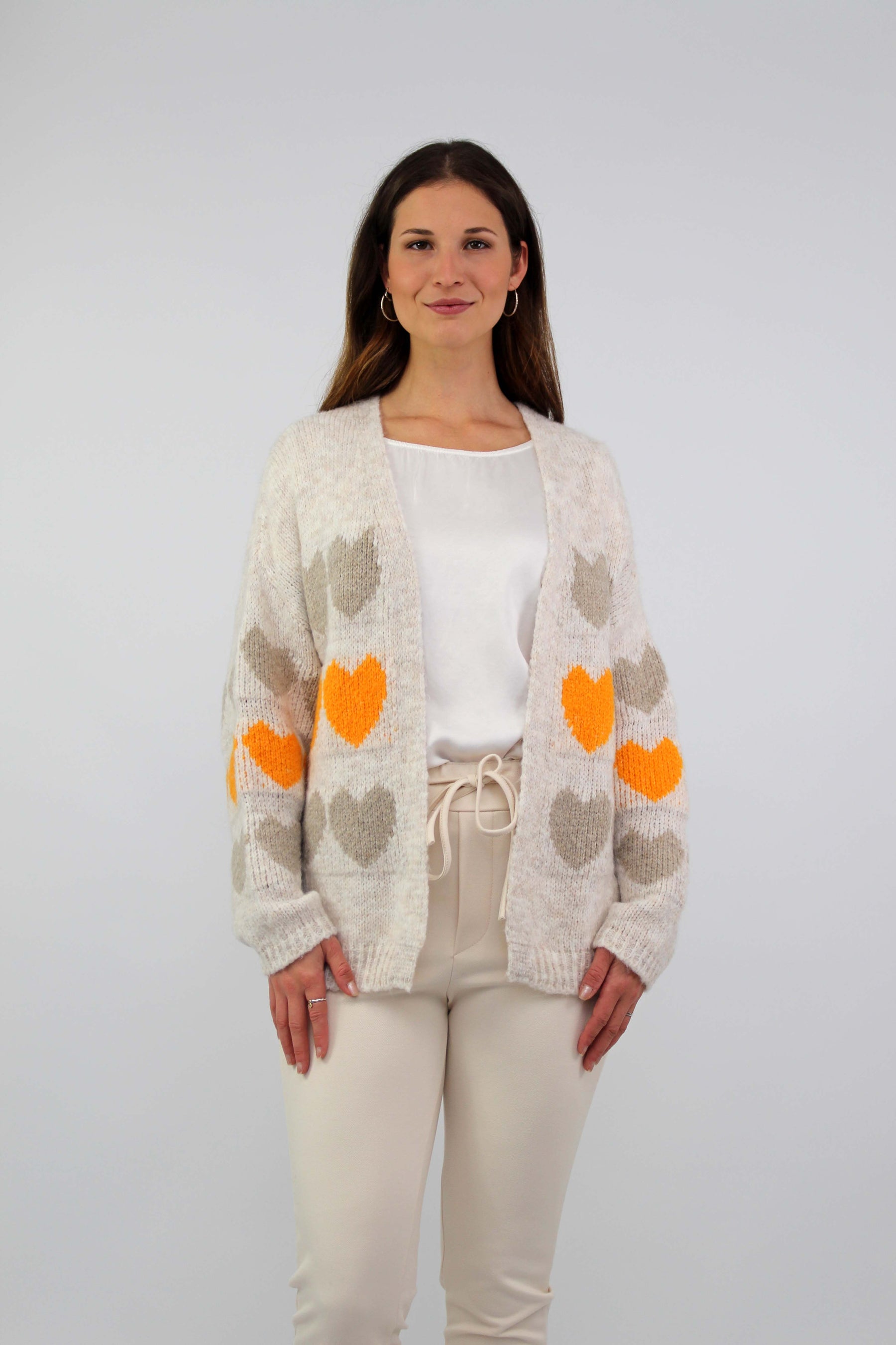 Strickjacke "Heart" - Creme