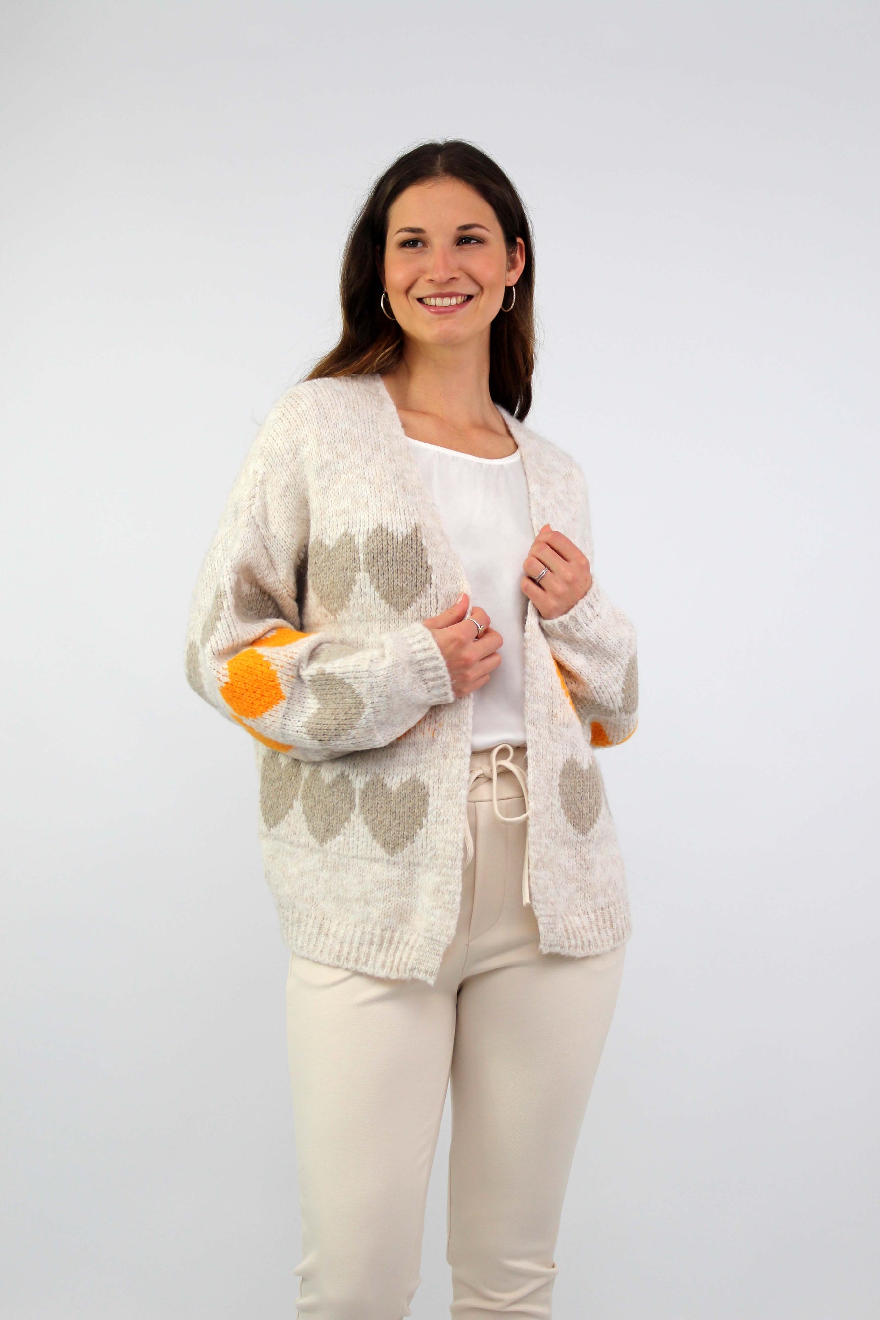 Strickjacke "Heart" - Creme